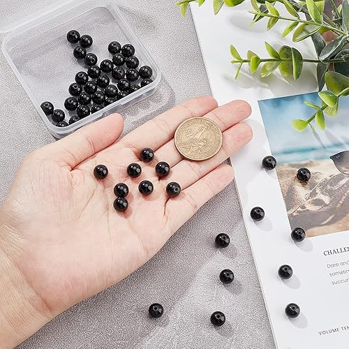 Miniatura 3 de arricraft 48 cuentas de obsidiana negra natural de 0.335 in, cuentas de piedras preciosas redondas sueltas de piedra de cristal para hacer joyas,