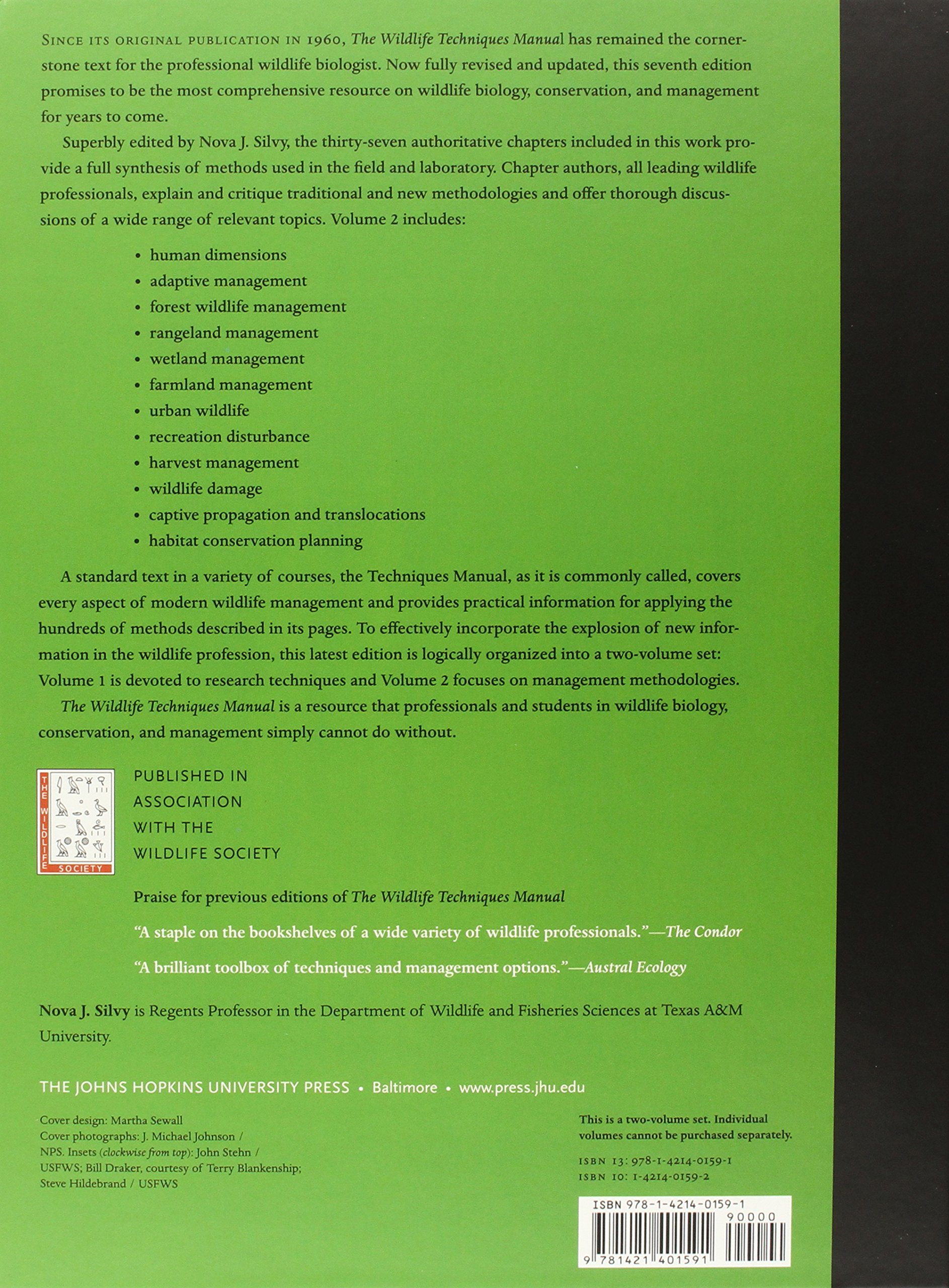 The Wildlife Techniques Manual: (Volume 1: Research/ Volume 2: Management) - Image 4