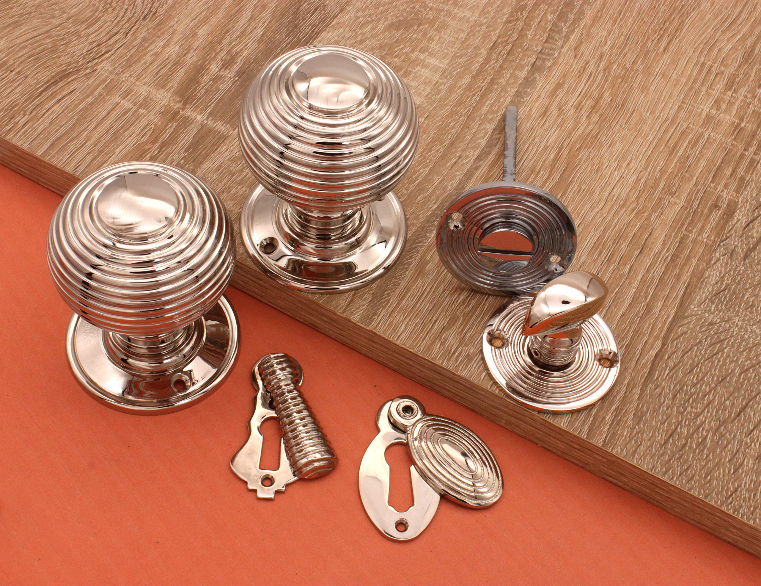Pomo para puerta con diseño de colmena, 60 mm, níquel