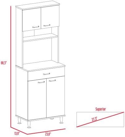 Della 60 Kitchen Pantry with Countertop, Closed & Open Storage -White