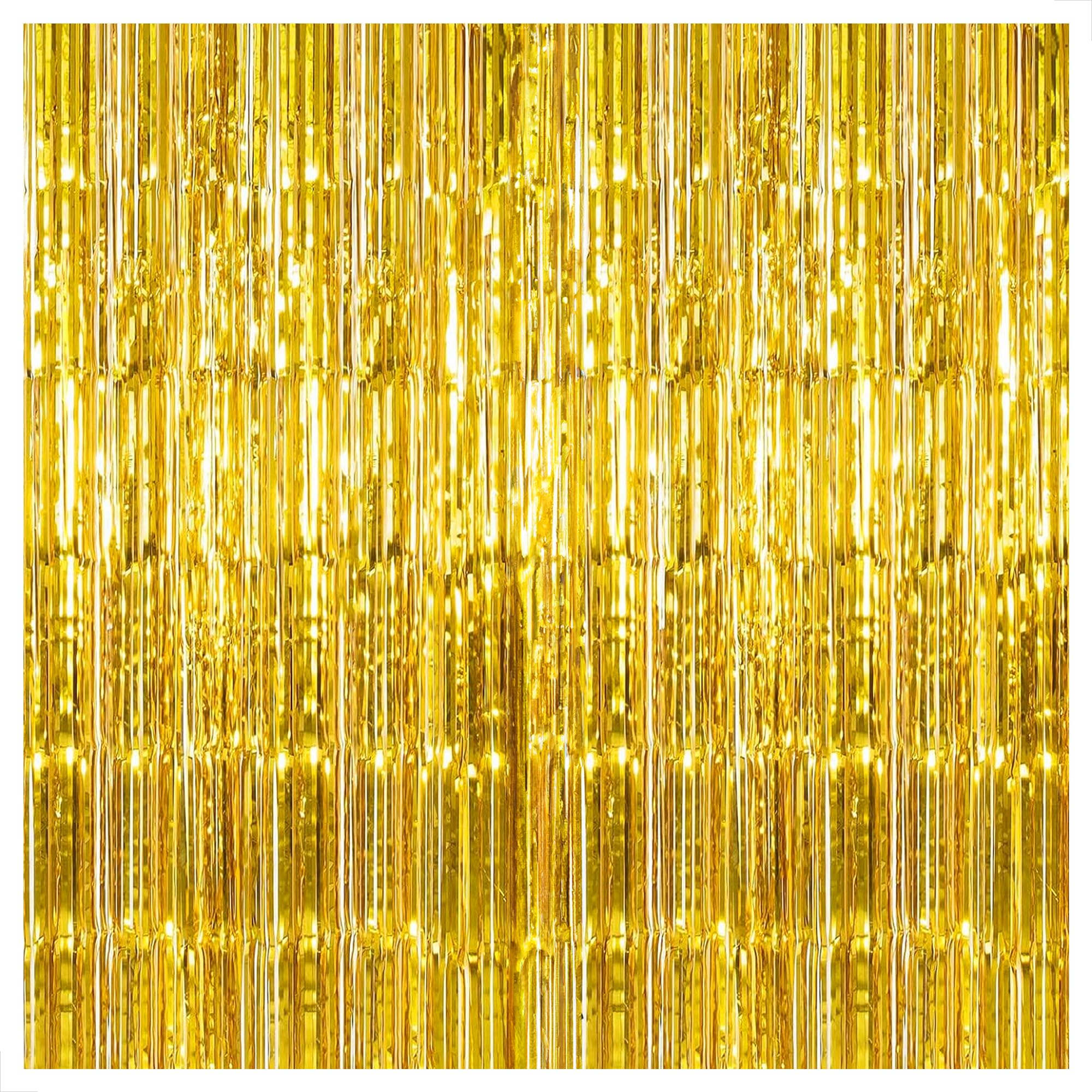 KatchOn, XtraLarge Gold Fringe Curtain Backdrop - 8x3.2 Feet, Pack of 1 Gold Streamers Party Decorations | Foil Curtain for Party Decorations | Yellow Streamer Backdrop, Graduation Decorations 2025