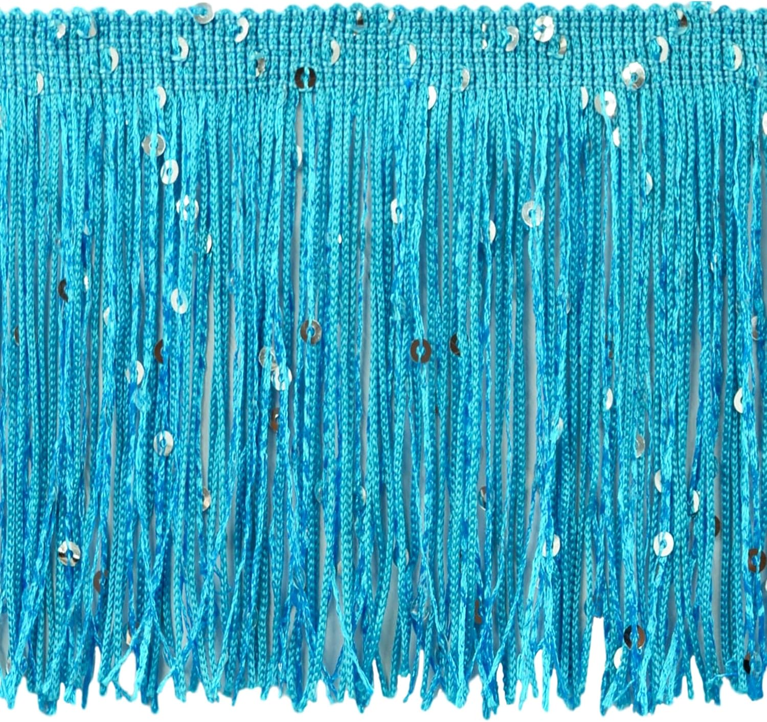 Blausky Pailletten-Fransenbesatz 20cm Breit - Glitzer-Quasten Zum Nähen Für Tanzkleider