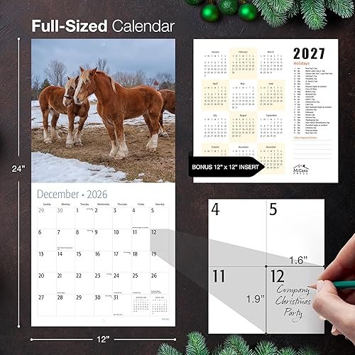 Miniatura 5 de MICASA Horses 2024 Calendario mensual de pared colgante  12 x 24 pulgadas abierto  Papel grueso y resistente  Regalar  Animales  Bellezas majestuosas