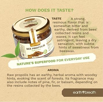 Earthbreath Raw Bee Propolis 150g – 100% Natural Bee Resin – Chewable or Use in DIY Recipes – Pure, Unprocessed & Sustainably Harvested