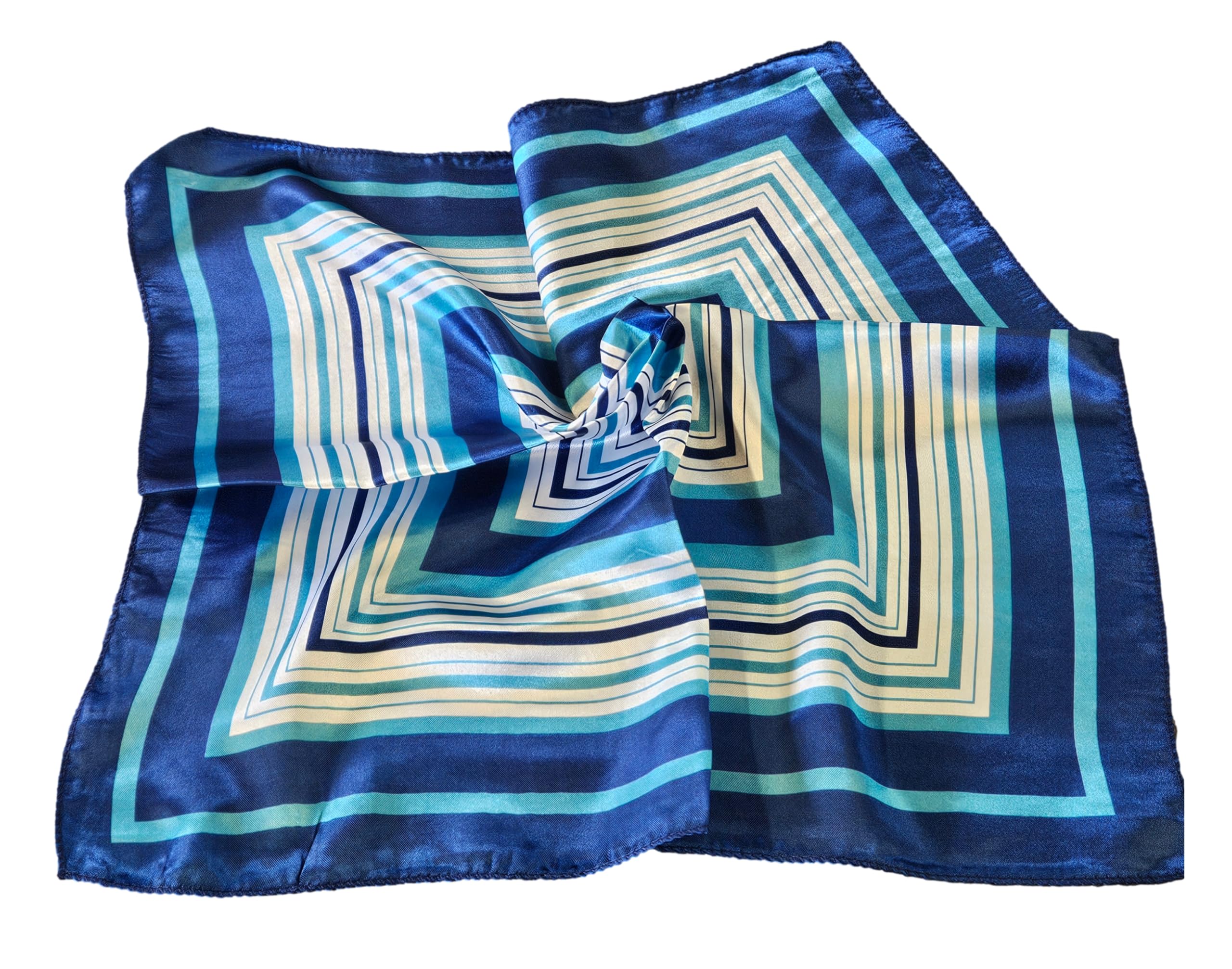 Fat-catz-copy-catz Unisex Small Blue Nautical Squares Print Satin Feel Ladies Fashion Square Scarf 50cmx50cm