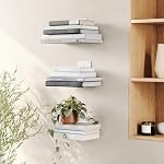 Umbra Conceal, Sturdy Metal Floating Bookshelf for Wall, Silver, Large, Set of 3