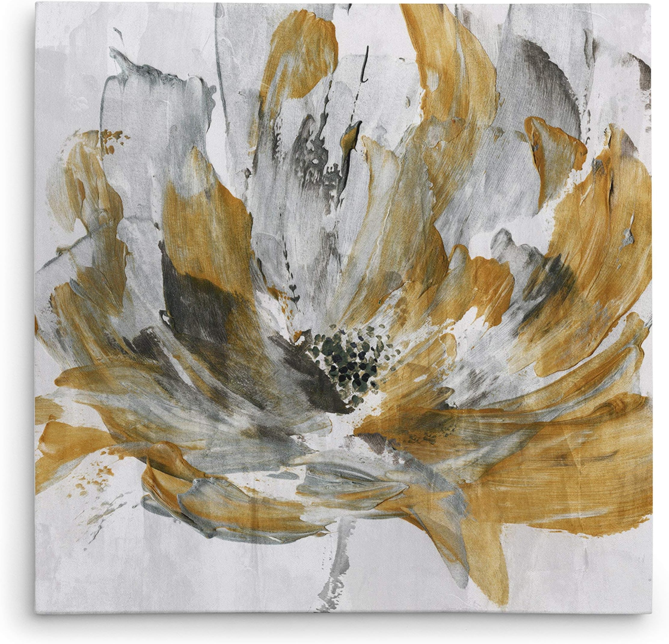 Wexford Home Golden Flower Power Gallery Wrapped Canvas Wall Art, 32x32,