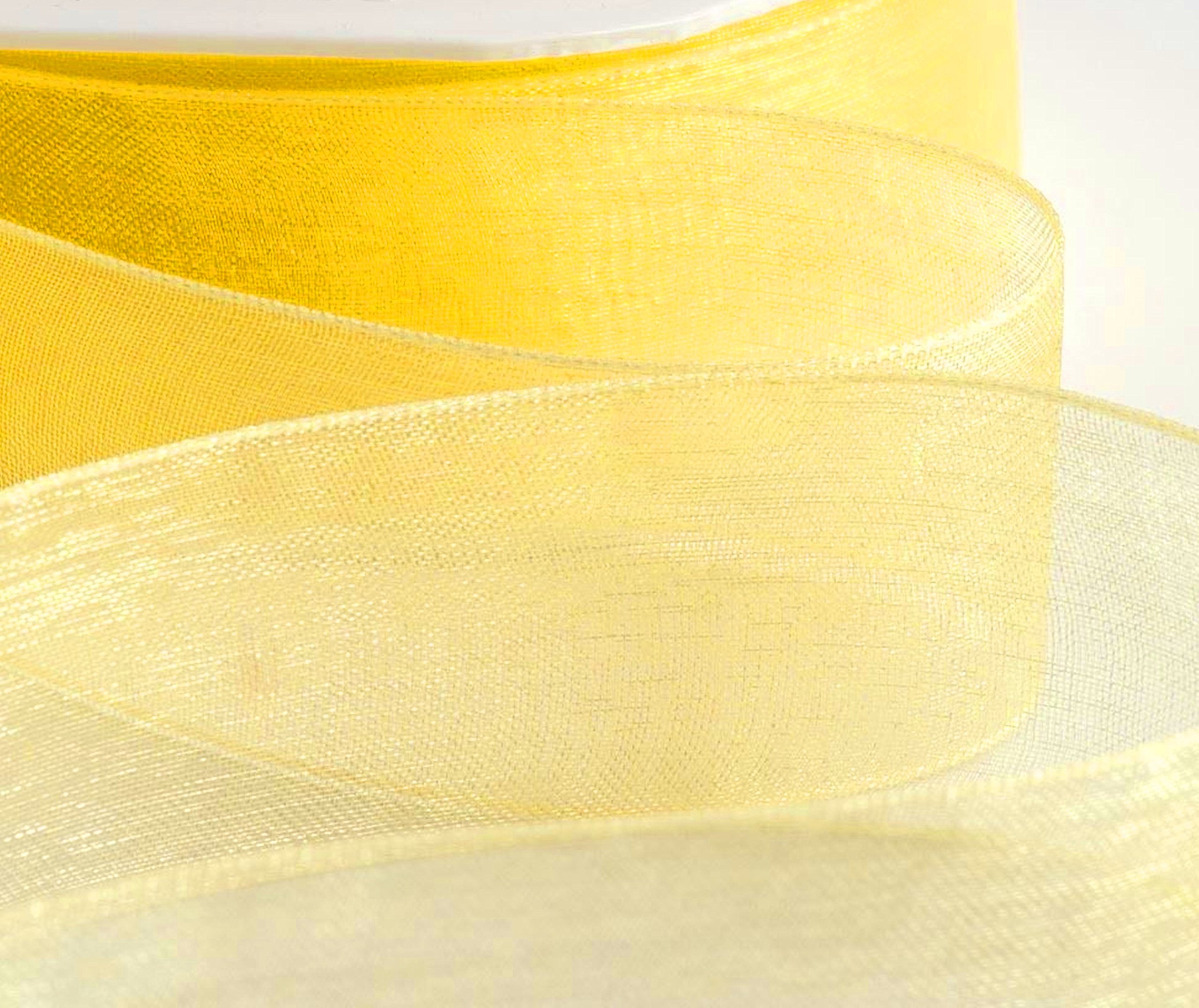Gcs London Yellow 10Mm Organza Ribbon 50 Yards / 45 Meters S Gift Wrap Ribbon, Ribbons For Gift Wrapping, Christmas Ribbon, Gift Wrapping Ribbon For Crafting, Wedding Party Decor