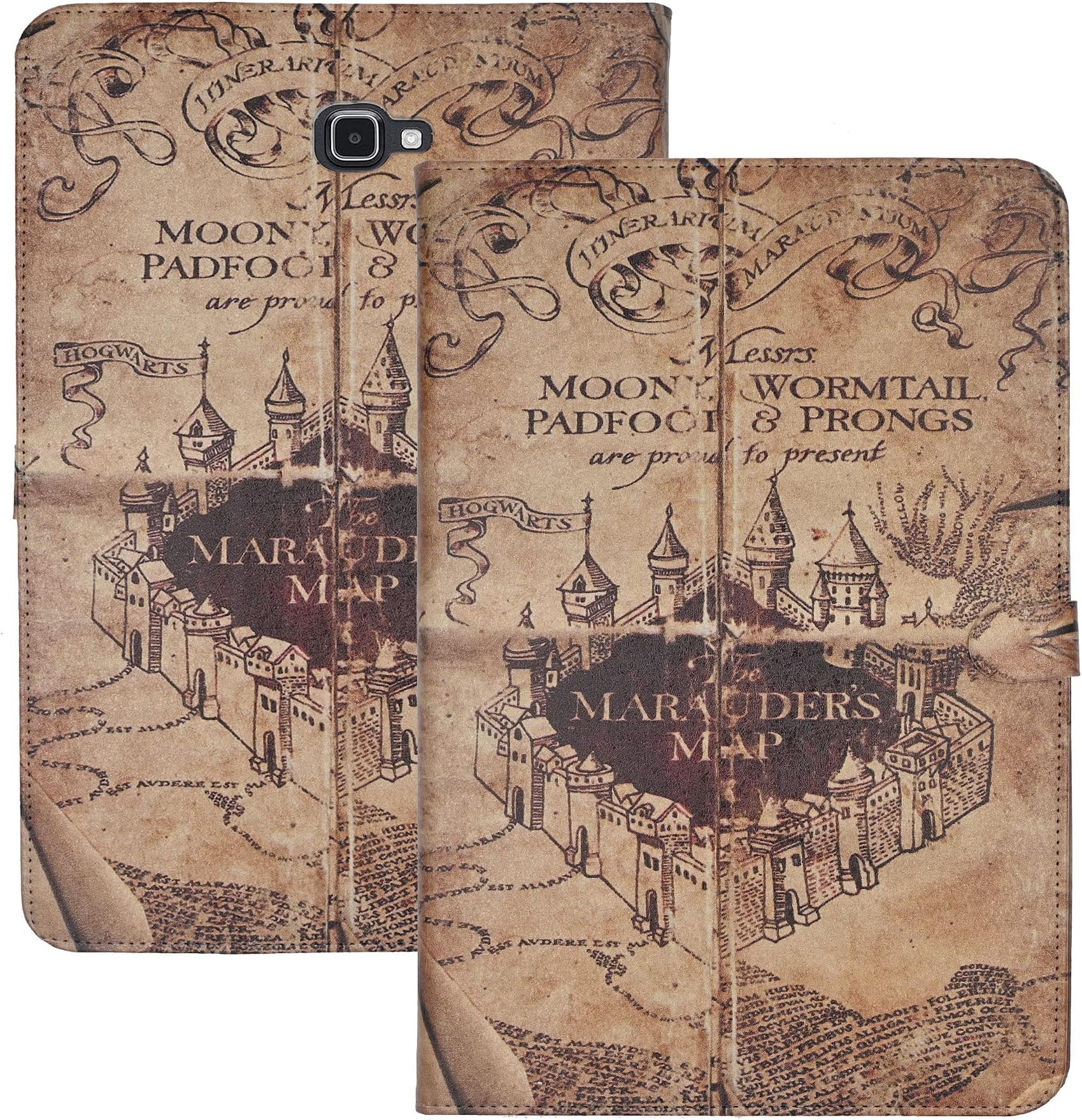 YHB Case for 2016 Released Galaxy Tab A 10.1, Marauder's Map Vintage PU Leather Slim Folding Stand Protective Cover for Samsung Galaxy Tab A 10.1 SM-T580/T585/T587, (Not fit 2019 Tab A 10.1)