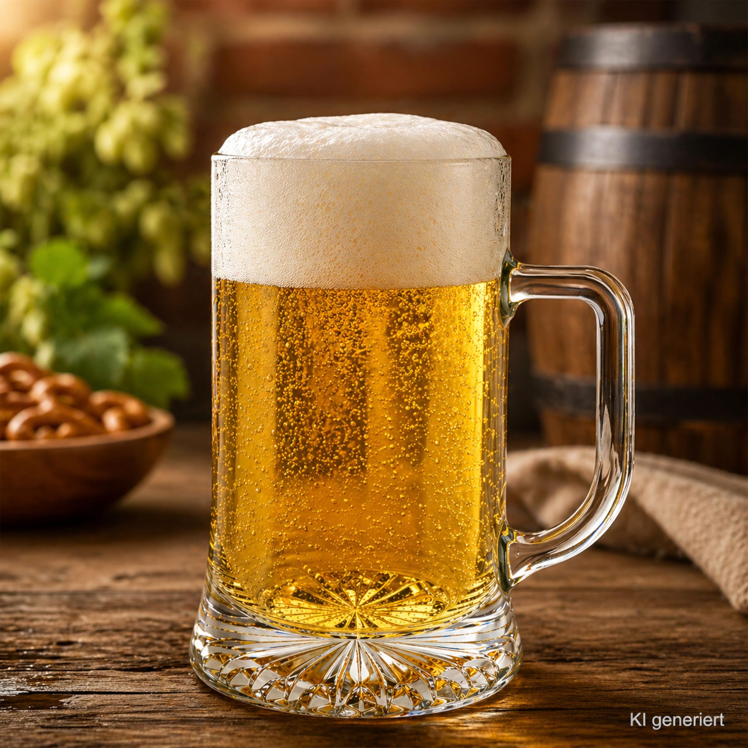 MamboCat Akki - Set di 12 boccali da birra da 0,4 l, altezza 15,7 cm, per 12 persone, in vetro con fondo a stella e manico, bicchieri da birra trasparenti da 400 ml, per feste