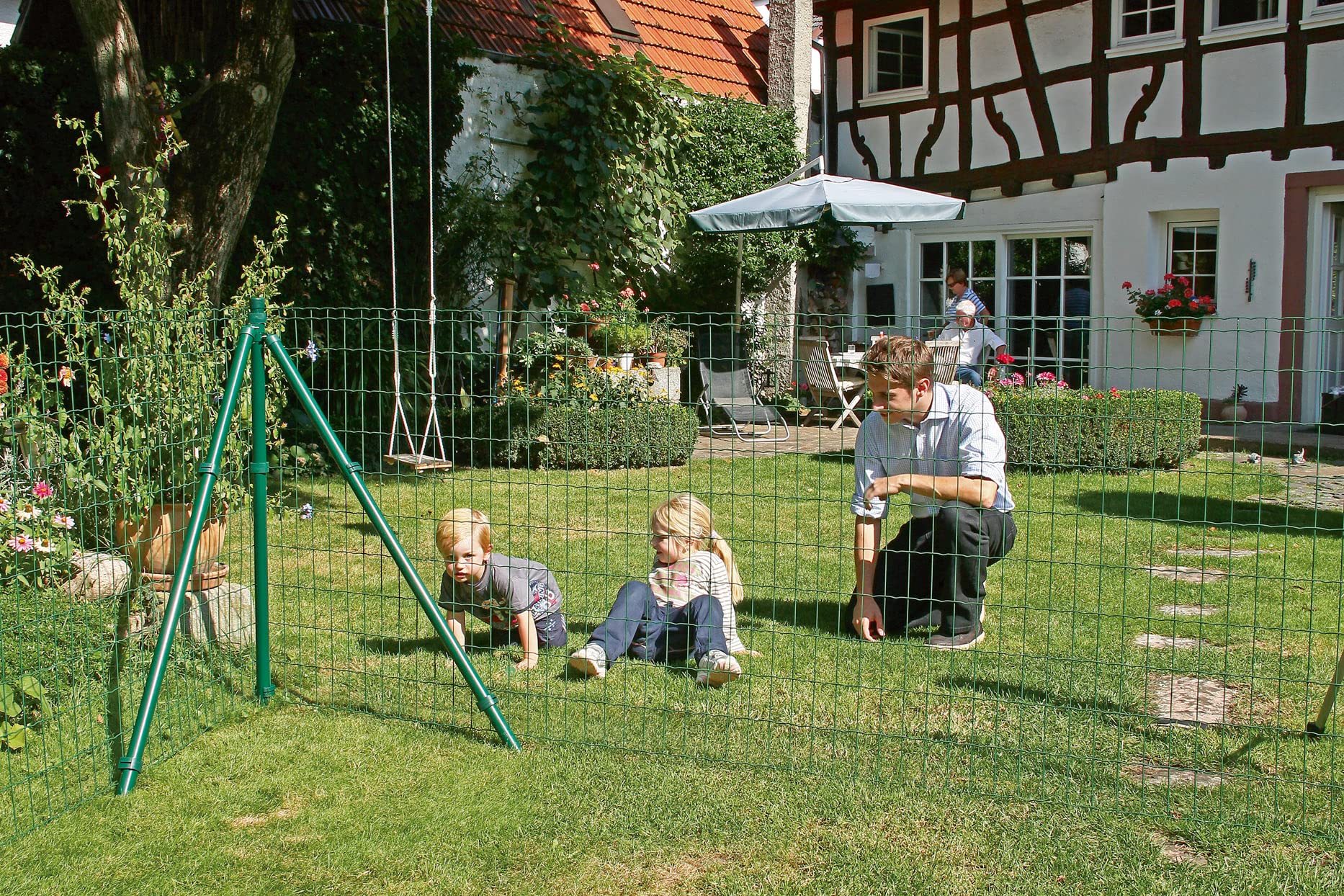 Alberts 668976 Fix-Clip Pro als Zaun-Komplettset, zum Einbetonieren | verschiedene Längen und Höhen | grün | Höhe 122 cm | Länge 75 m
