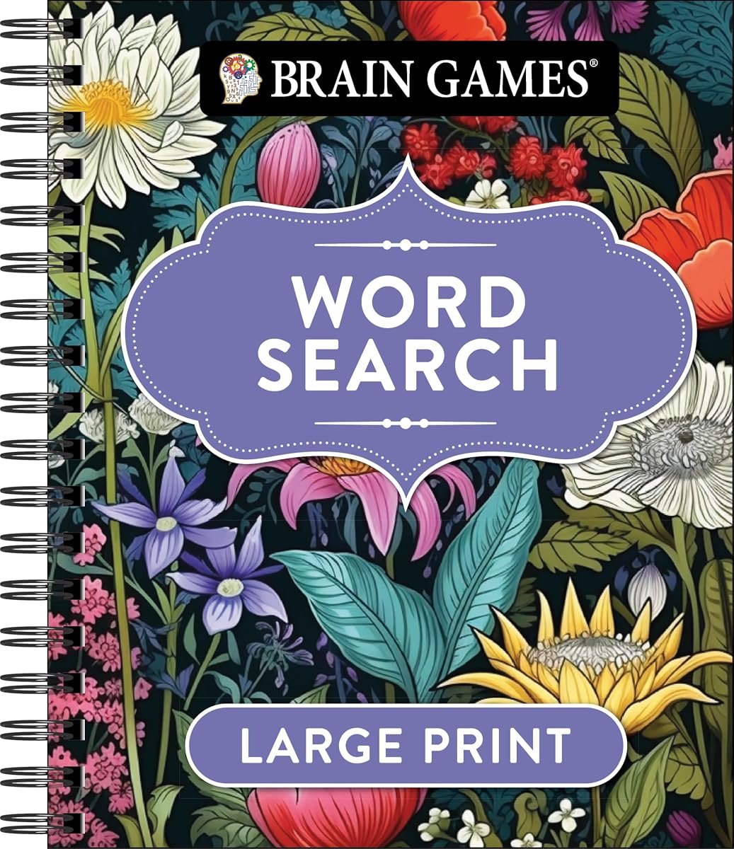 Brain Games - Large Print Word Search (Dark Floral Design)