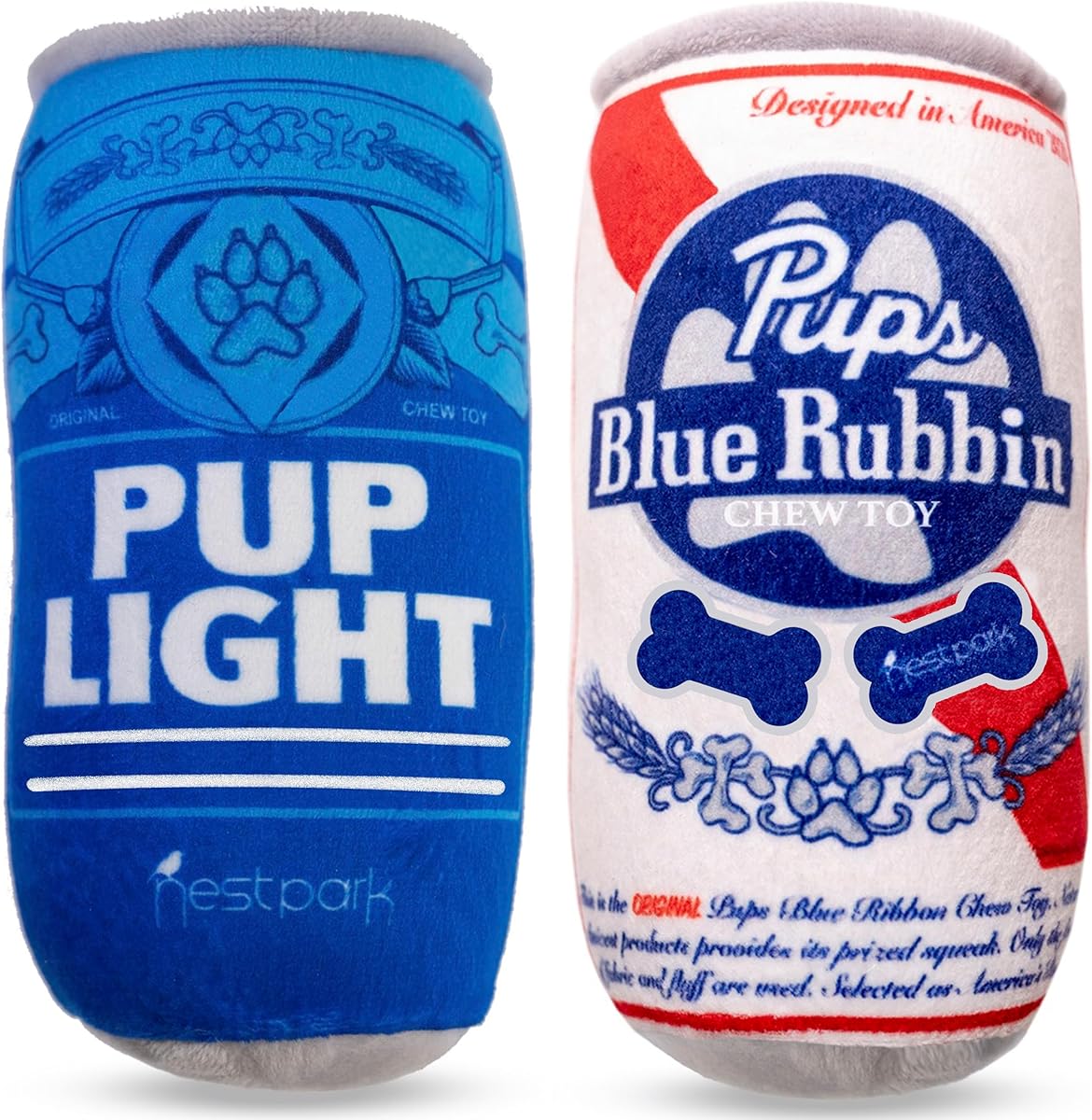 Pet Supplies : Nestpark Pup Light and Pups Blue Rubbin - Parody Beer Dog Toys - Funny Plush Squeaky and Crinkle Dog Toys Dog Gifts for Dog Birthday (2 Pack) (Mix) : Amazon.com