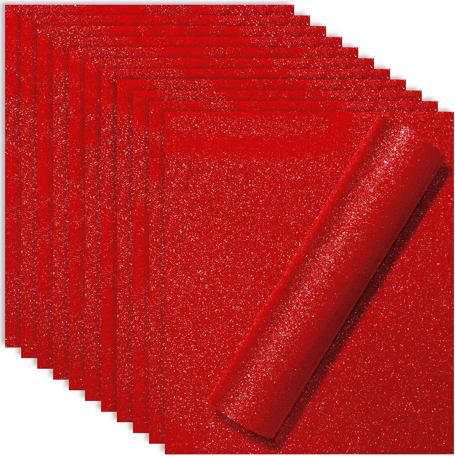 SGHUO Red Glitter Heat Transfer Vinyl 12 Sheets HTV Vinyl Bundle