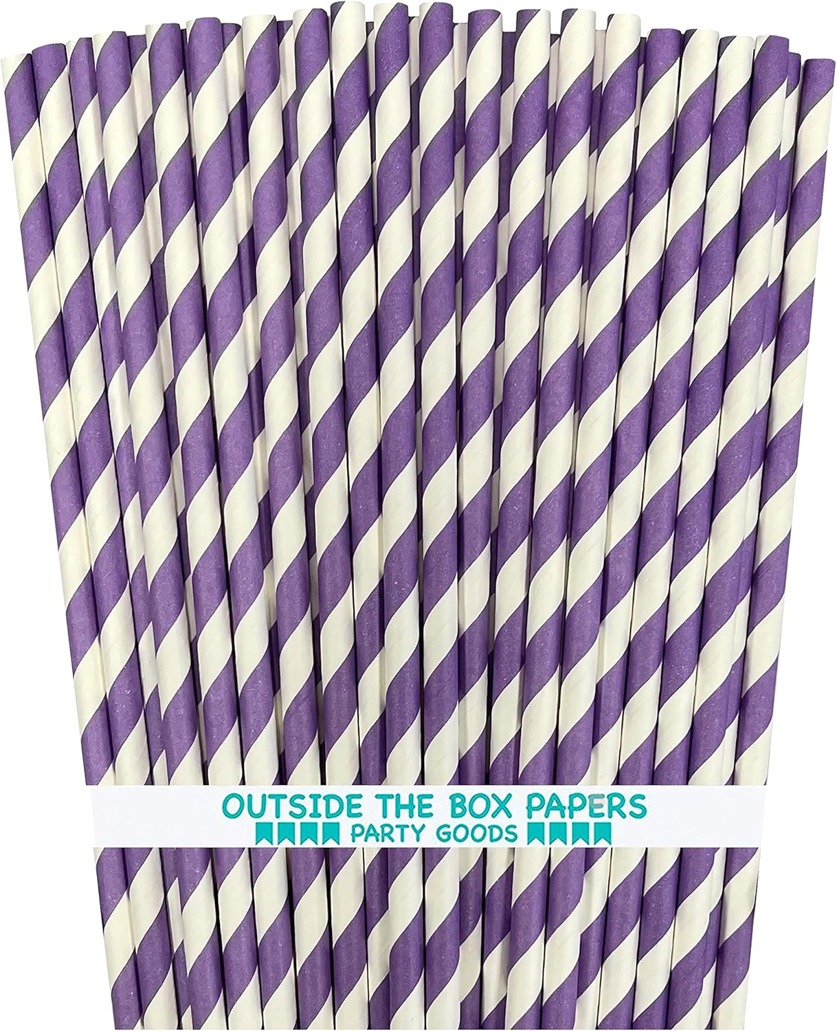Lilac Lavender Paper Straws Stripe Paper Straws