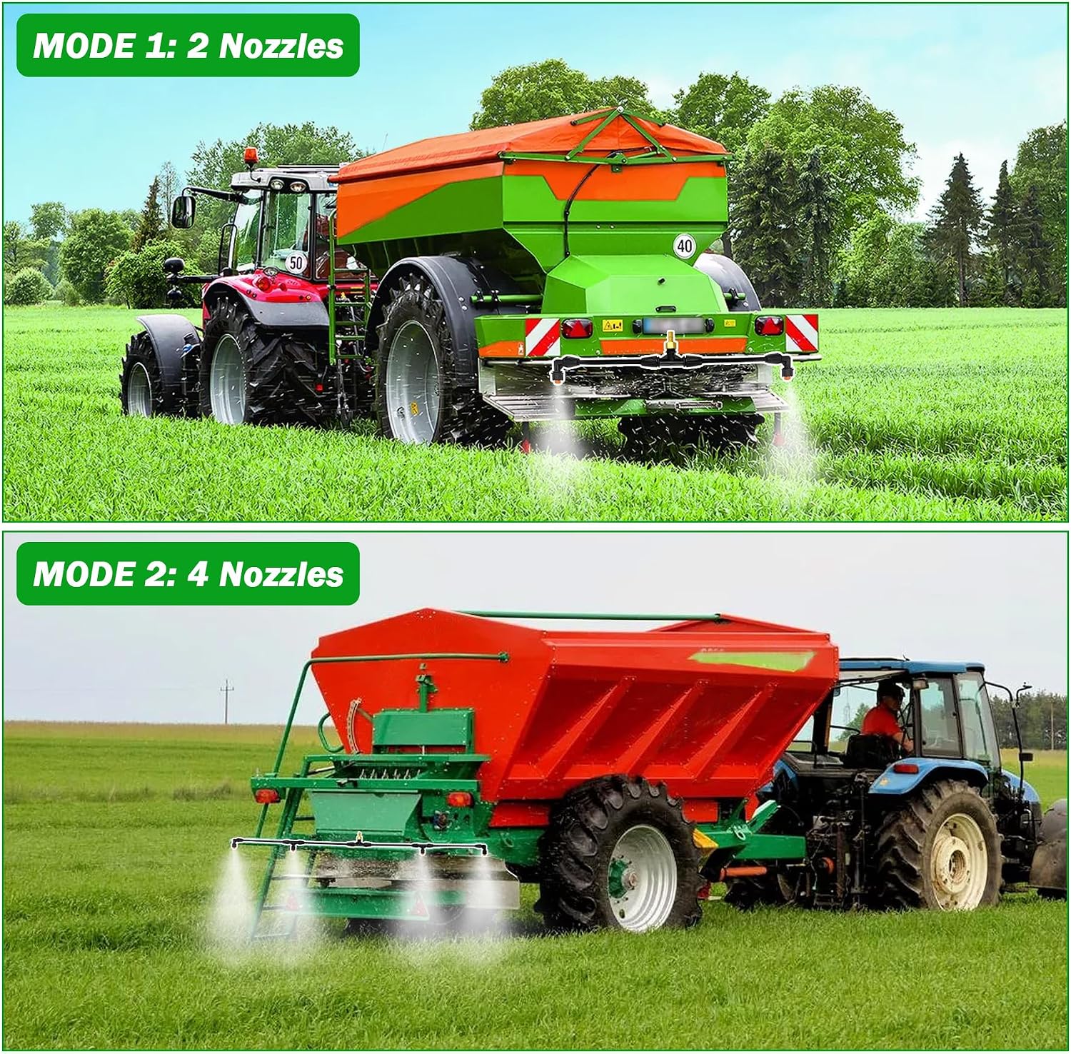 4 Nozzles Sprayer Boom Kit with 3/8" Brass Fitting, Sprayer Boom Wand for Watering Large Areas Farms Gardens for Tractors/UTVs