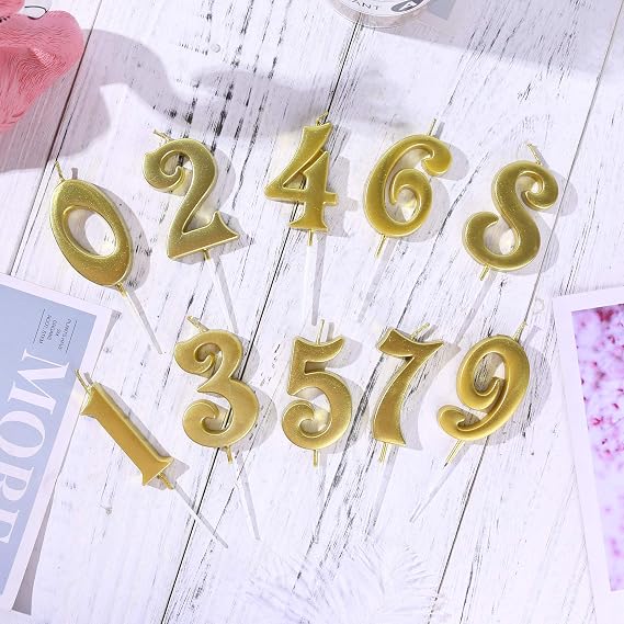 Gold Birthday Candles for Cake, Premium Glitter 2nd Number Candle Birthday Party Wedding Anniversary Decoration for Kids Women or Men, Number 2