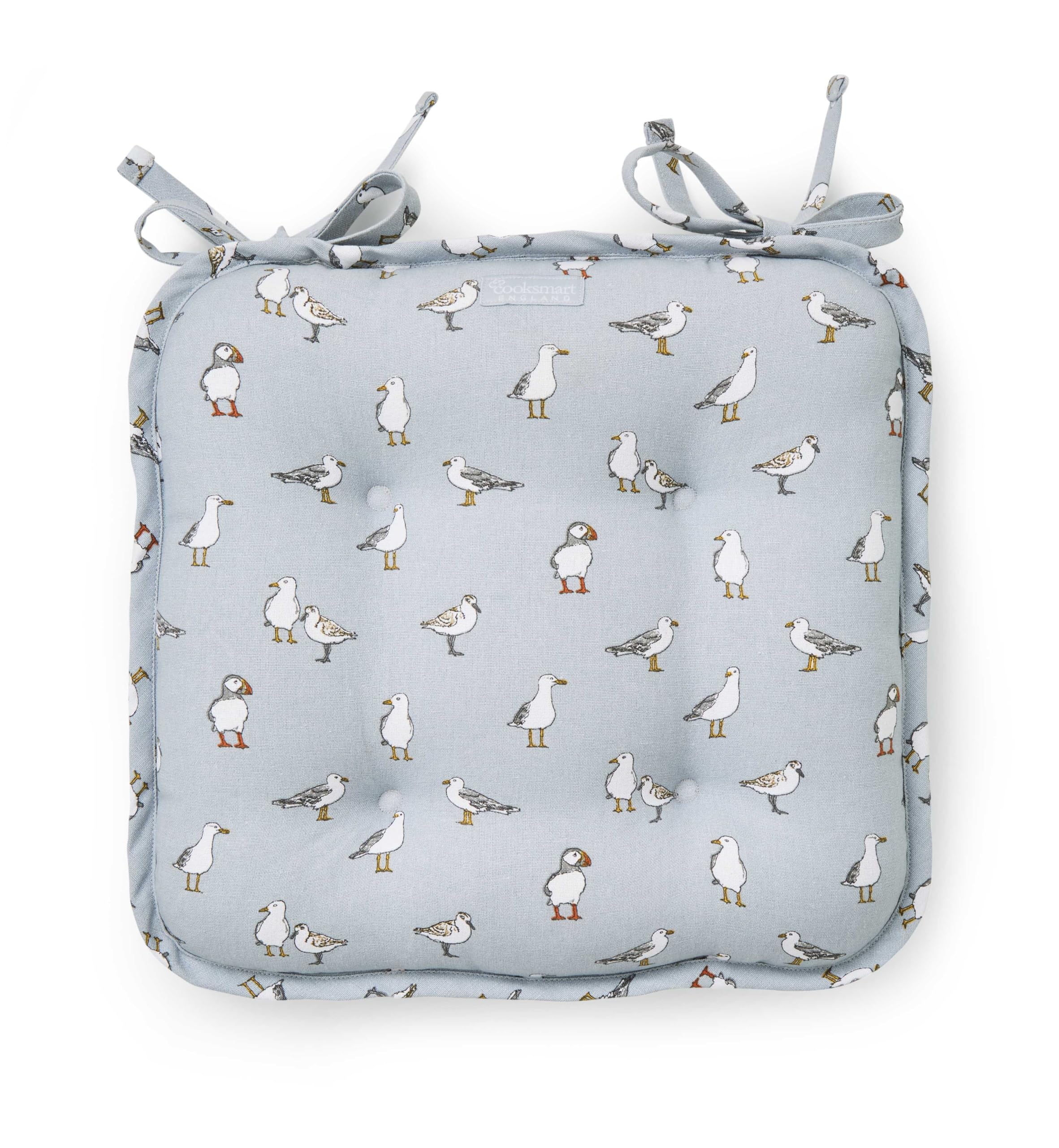 Cooksmart British Designed Chair Cushions | Chair Pads For Dining Chairs | Seat Cushions Great For Adding Extra Padding - Coastal Birds