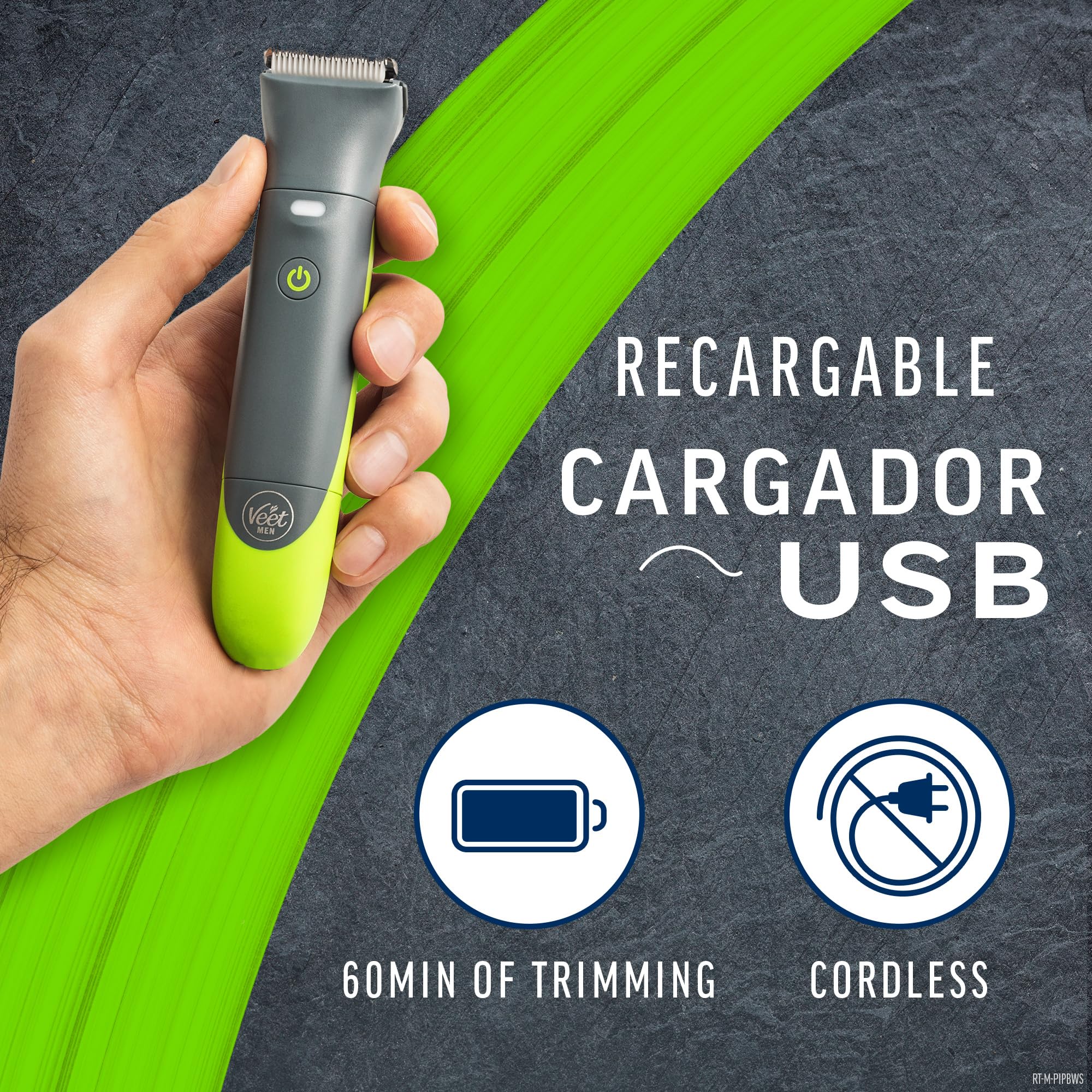 Veet Total Pro, Recortadora para partes íntimas, Maquina de Afeitar Hombre Resistente al agua, con cargador USB, adecuado para el área del ingle, pecho, espalda, brazos, piernas, axilas, cabeza y cara