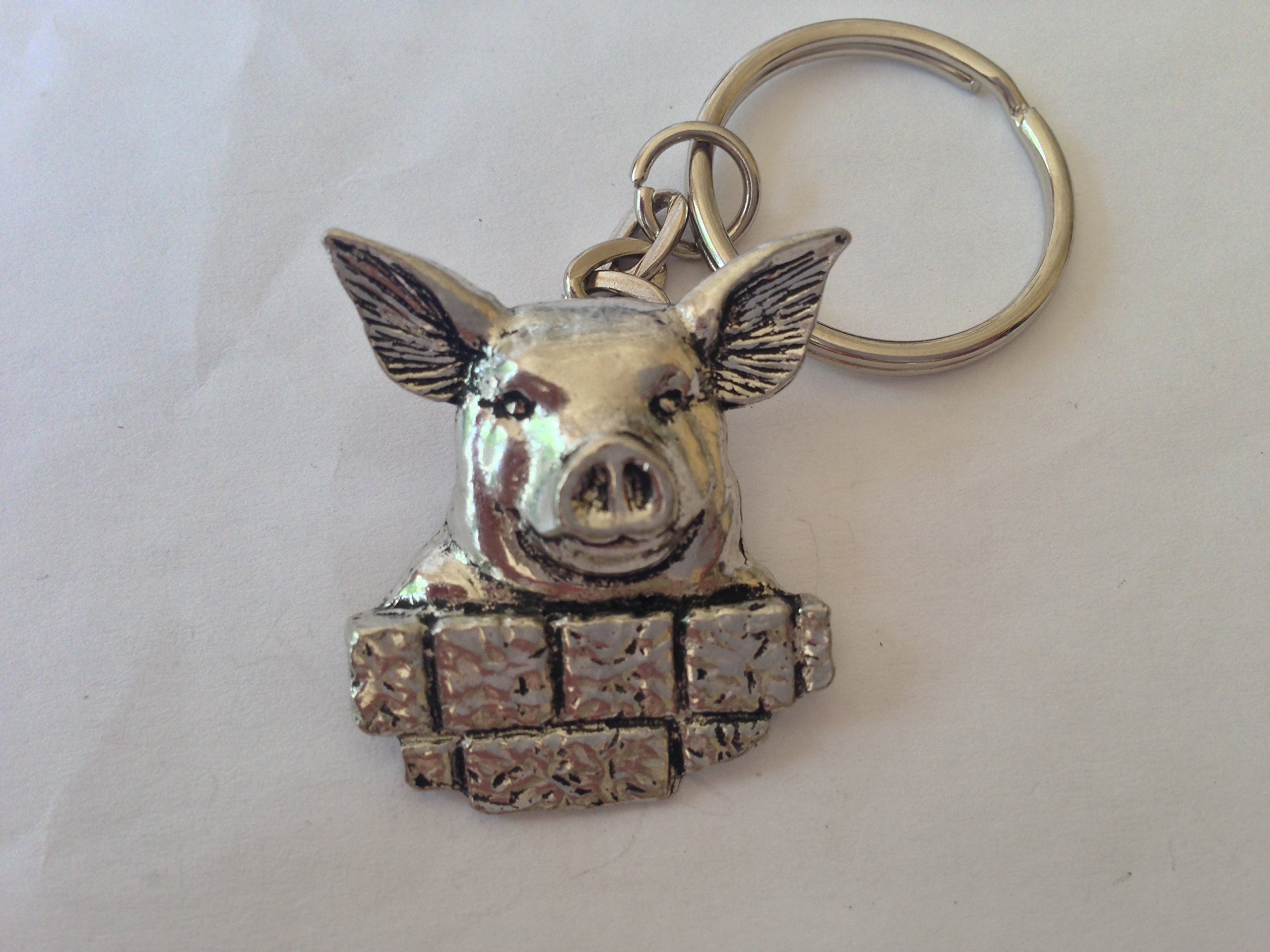 A33 Pig made of fine English Pewter on a split ring key-ring Handmade with prideindetails gift packed handmade in sheffield