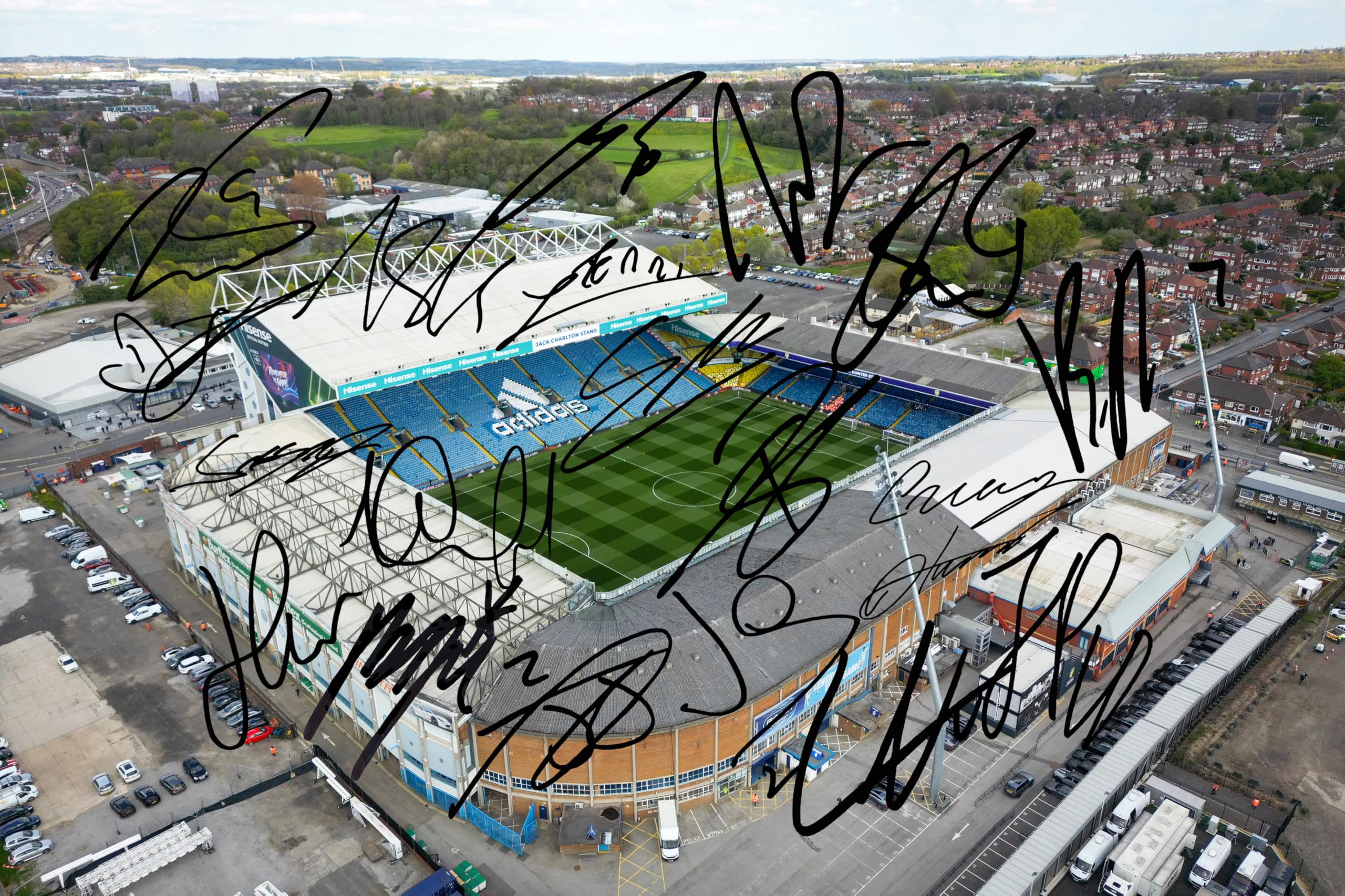 RJR PRINTS 2026 Leeds United Football Players Signed 12x8 Inch Autograph Elland Road Photo Print WIth Pre Printed Signatures Which Would Make A Superb Gift For Any Fan.