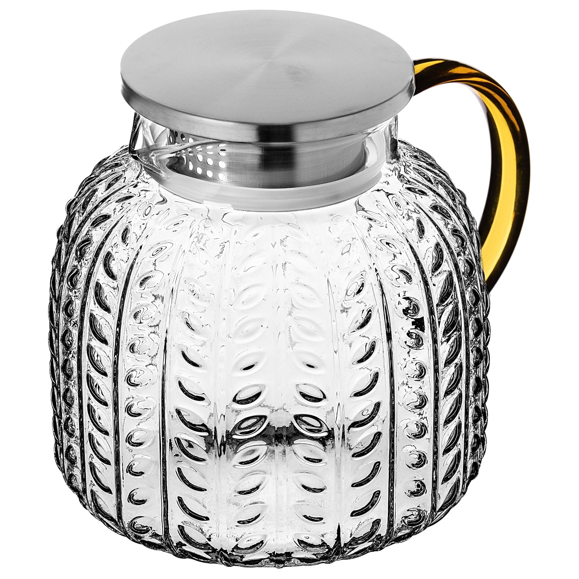 KADAX Teiera 1,3 litri in vetro borosilicato, caraffa in vetro resistente al calore con coperchio in acciaio inox e filtro integrato, teiera in vetro, caraffa in vetro