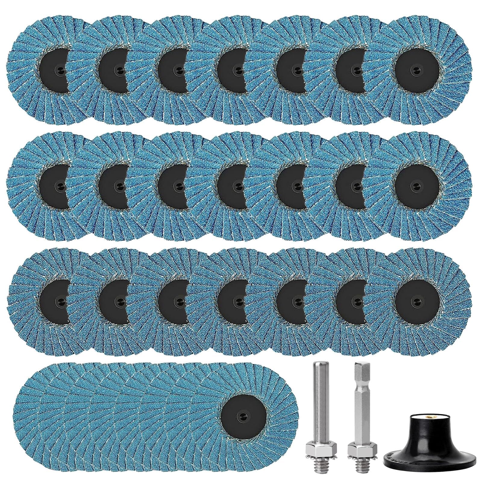 Lot de 30 disques à lamelles 50 mm Grain 40/60/80/120 pour métal, bois, acier rapide Bleu 50 mm