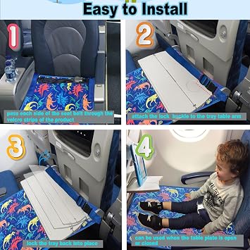 Toddler Airplane Bed, Airplane Travel Essentials for Kids, Baby Portable Plane Bed for Flights, Airplane Must Haves for Kids Makes Your Trip Enjoyable and Comfortable(Pink)