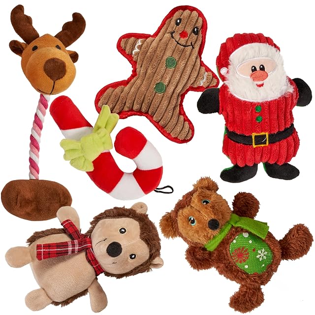THE TWIDDLERS - 6 Juguetes de Peluche Navideños, Juguetes Chirriante y Mastican para Perros, Juguetes…