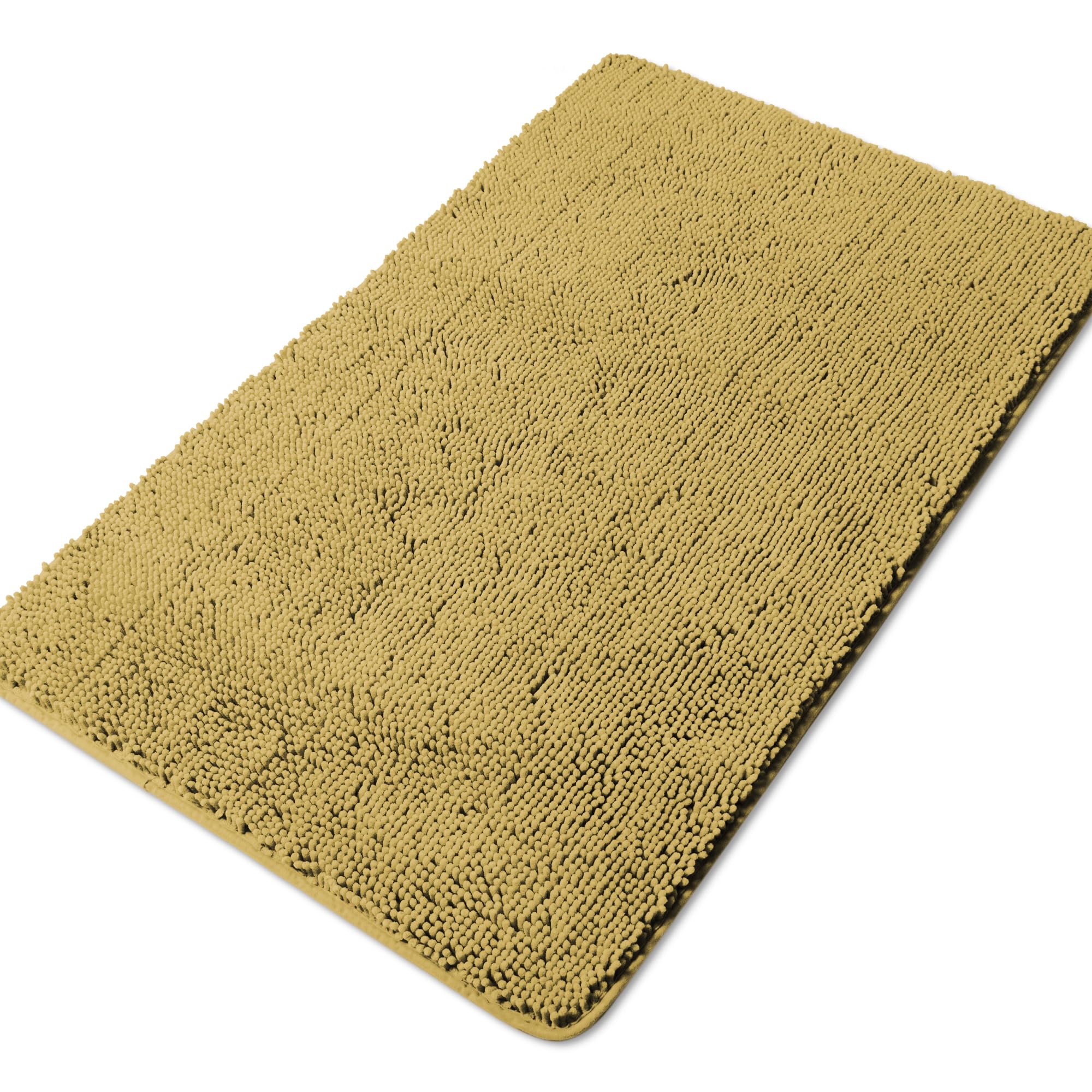 Yeaban Chenille Mustard Bathroom Rug 30"x50",Non-Slip Rubber Backing — image 1