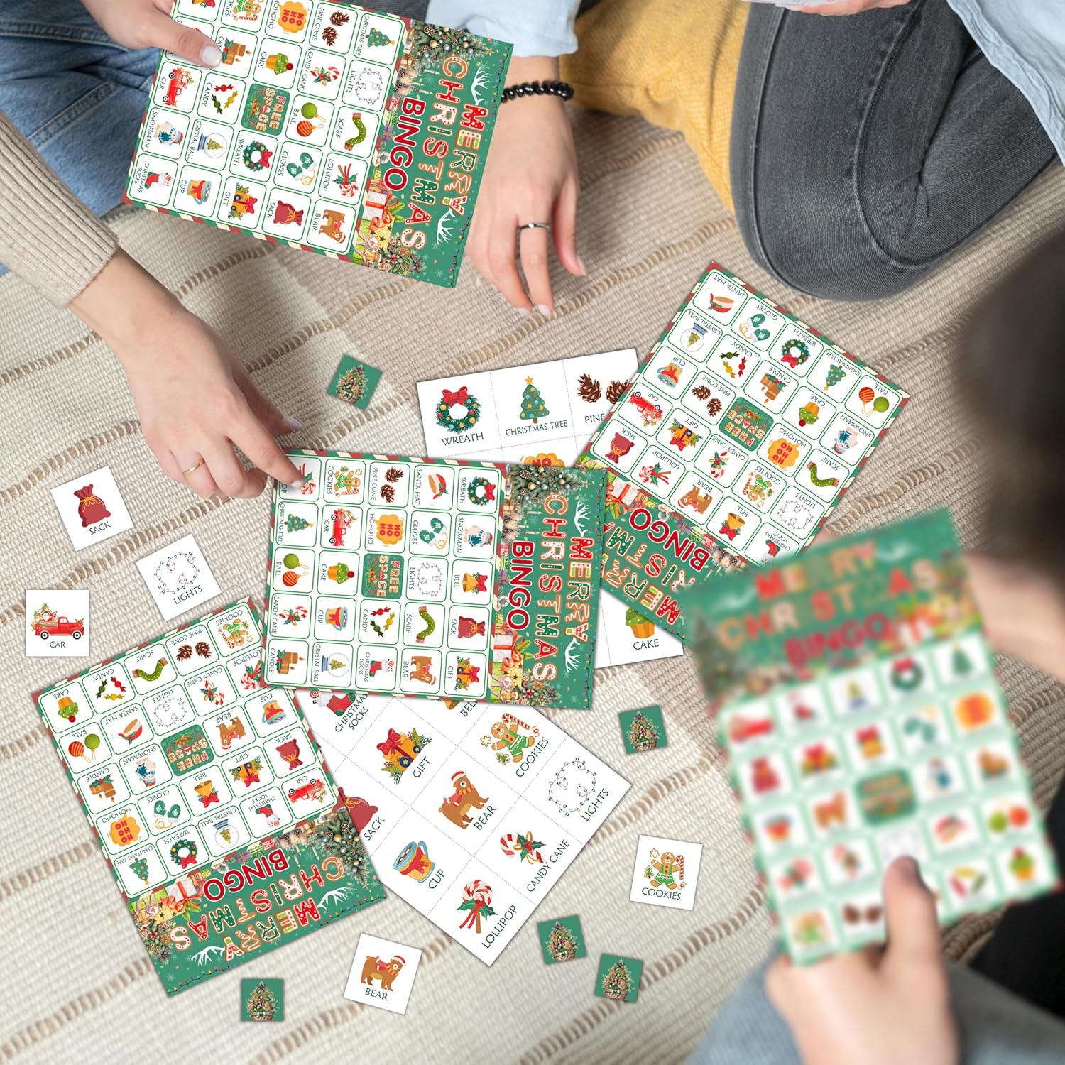 Christmas Bingo Game, Merry Christmas Party Bingo Cards for Adults, Xmas Party Decorations Supplies, Winter Themed Birthday Favors for 24 Players, 10