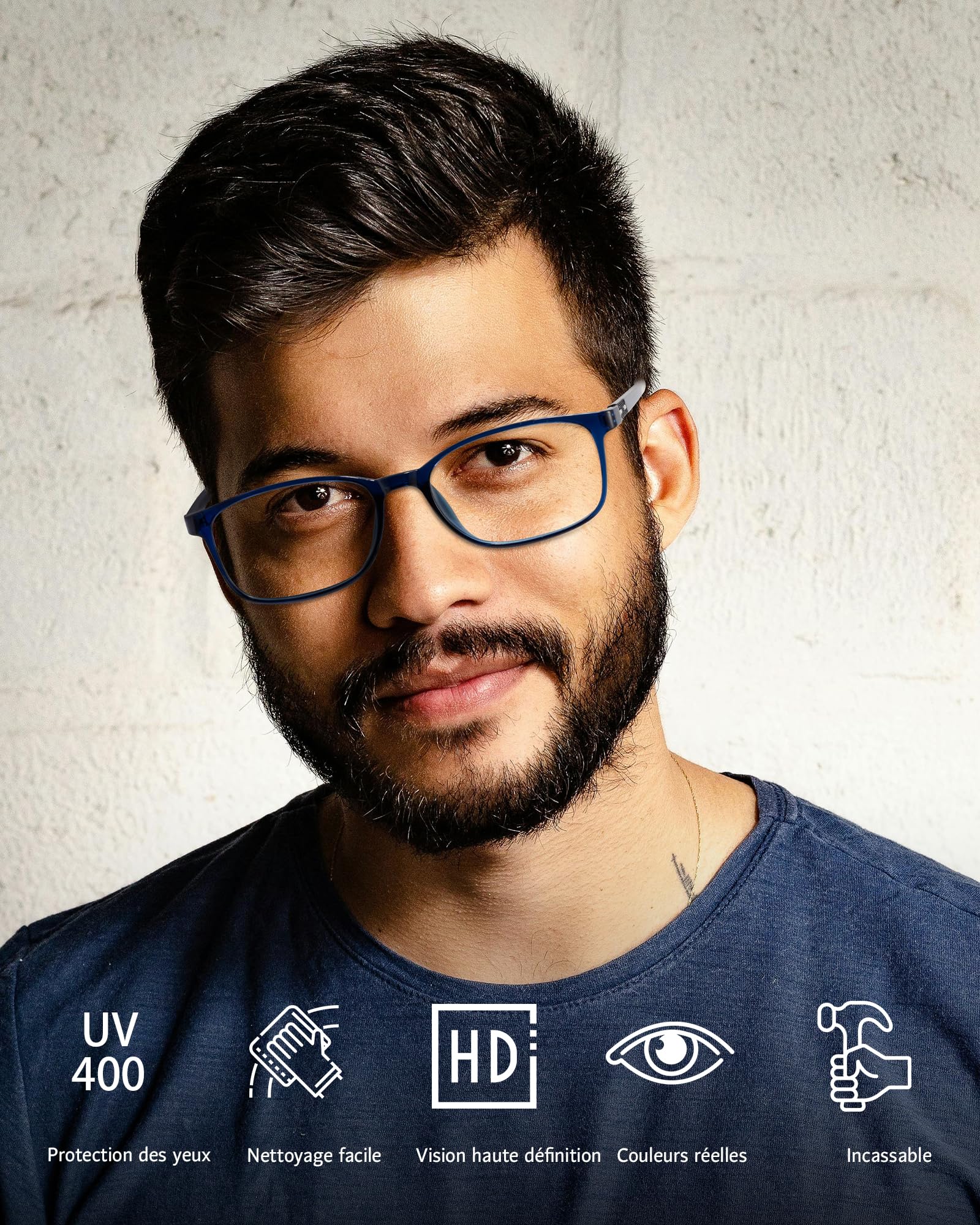 ANRRI Lunettes Anti Lumière Bleue Homme Femme, Lunettes d’Ordinateur Rectangulaires avec Protection UV pour Travail et Gaming
