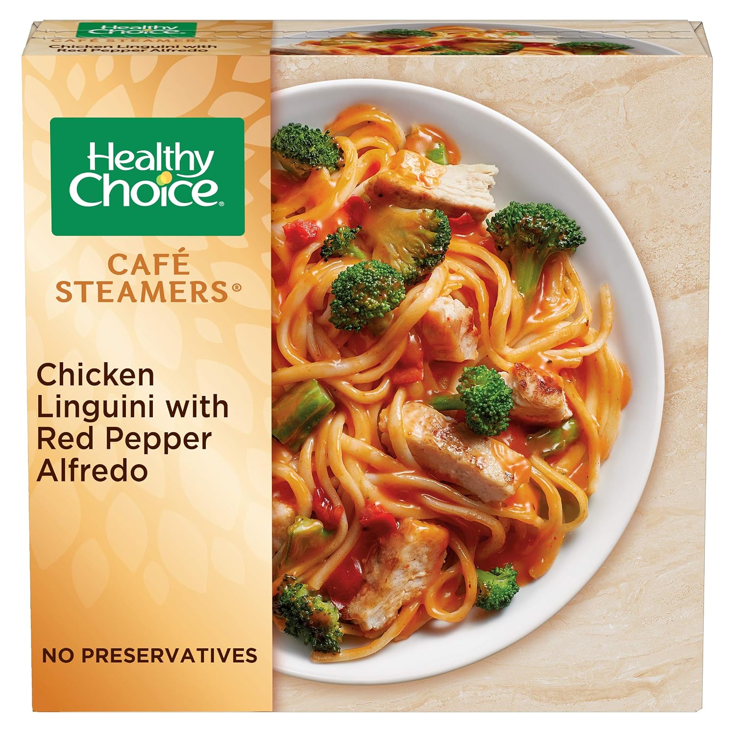Healthy Choice Cafe Steamers Frozen Dinner, Chicken Linguini with Red Pepper Alfredo, Packed with Protein, 9.8 Ounce