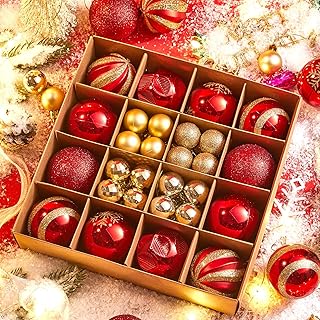 Christmas Ornaments Christmas Tree Ornaments: 44pcs Christmas Balls Ornaments Shatterproof Hanging Tree Balls for Christmas Trees Xmas Tree Holiday Party Wedding Decoration, Red