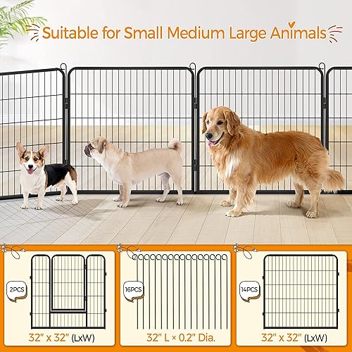 Miniatura 5 de Yaheetech Corralito para perros para interiores, valla extra ancha para perros y exteriores, plegable, para patio, jardín, caravana, campamento, 16