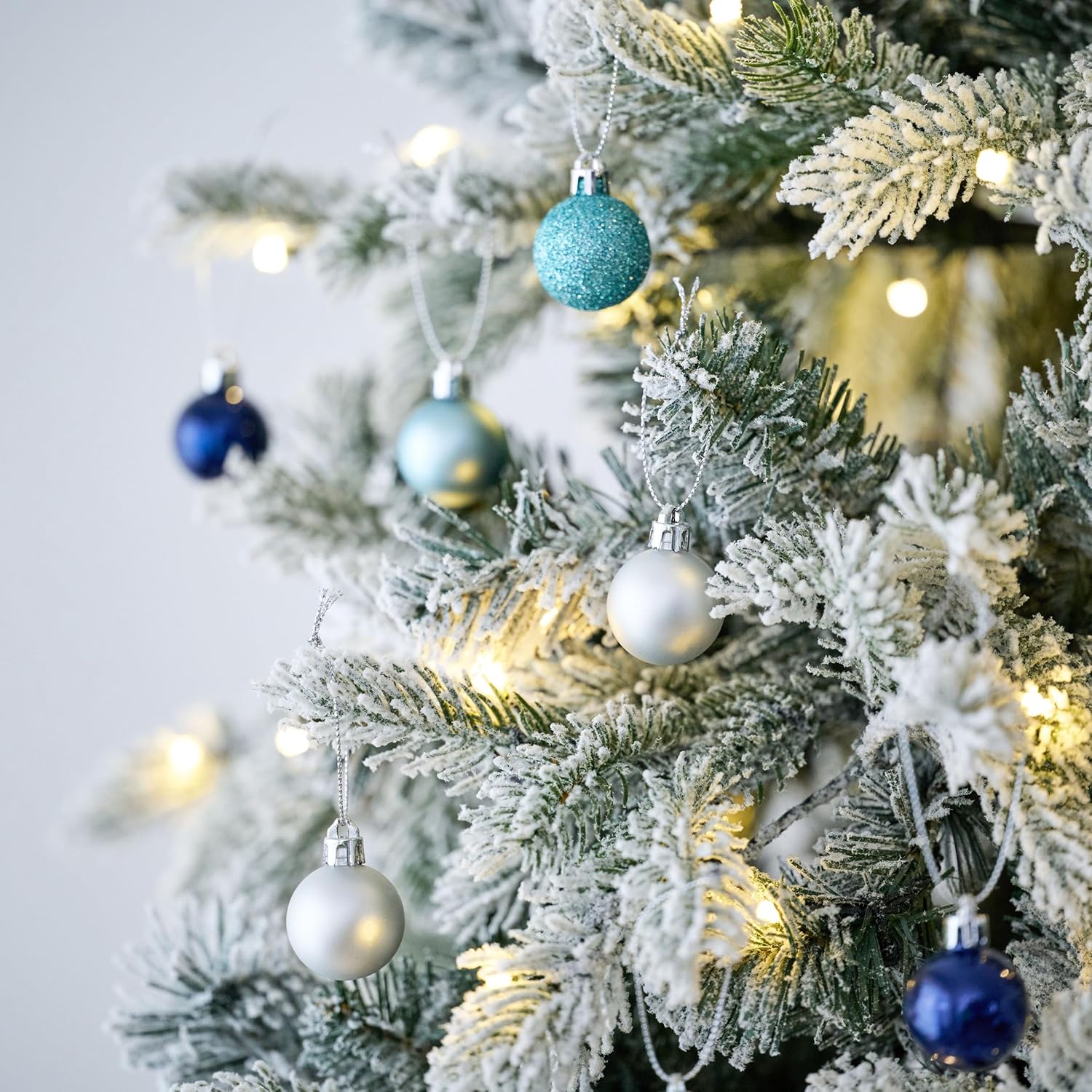 Valery Madelyn Mini Christmas Tree Ornaments Set&Lighted Christmas Angel Tree Topper with Timer