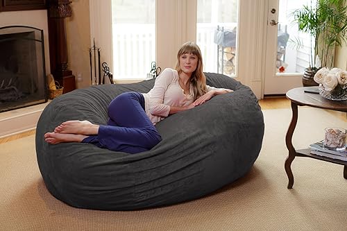 Miniatura 58 de Cozy Sack - Sillón de puff: Gran bolsa para muebles de espuma viscoelástica de 6 ft y tumbona grande – sofá grande con funda de microfibra suave