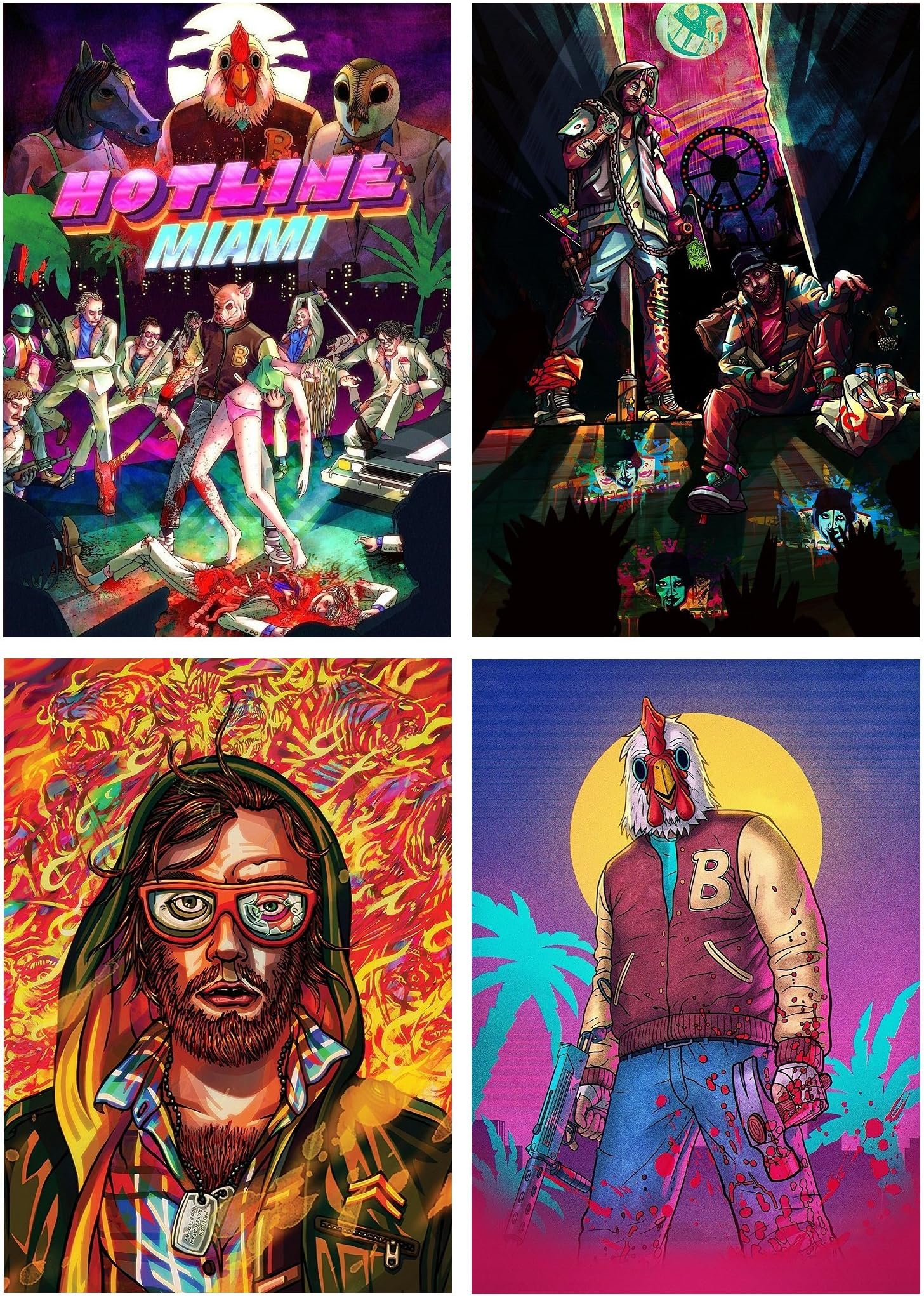 Set Of 4 Hotline Miami Posters