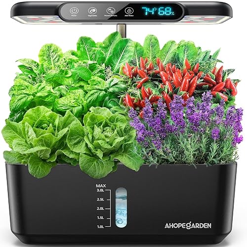 Ahopegarden Hydroponics Growing System: 10 Pods Temp ＆ Humidity Display
