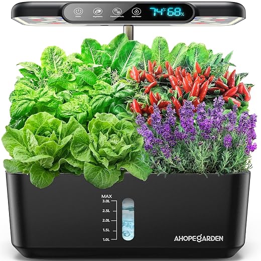 Ahopegarden Hydroponics Growing System: 10 Pods Temp ＆ Humidity Display
