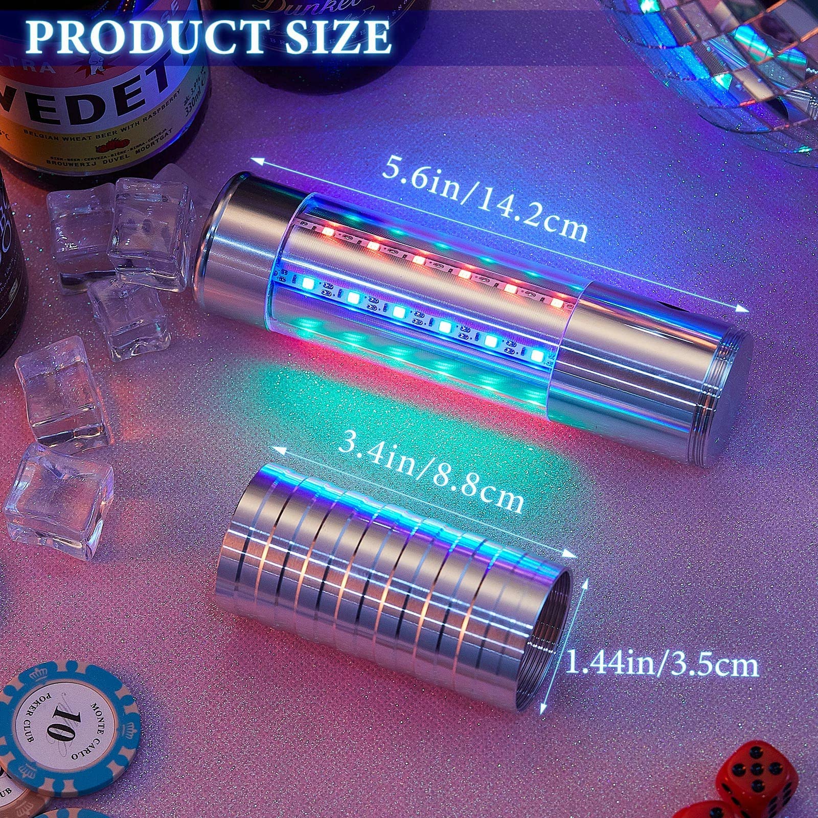 Bâton lumineux LED stroboscopique pour bouteille de champagne rechargeable pour karaoké, bar, club, anniversaire, mariage, fête, doré (Argenté)
