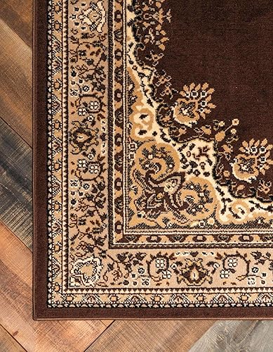 Vista 610 de Unique Loom Reza Collection- Alfombra, Polipropileno, Marrón Marrón/ marfil