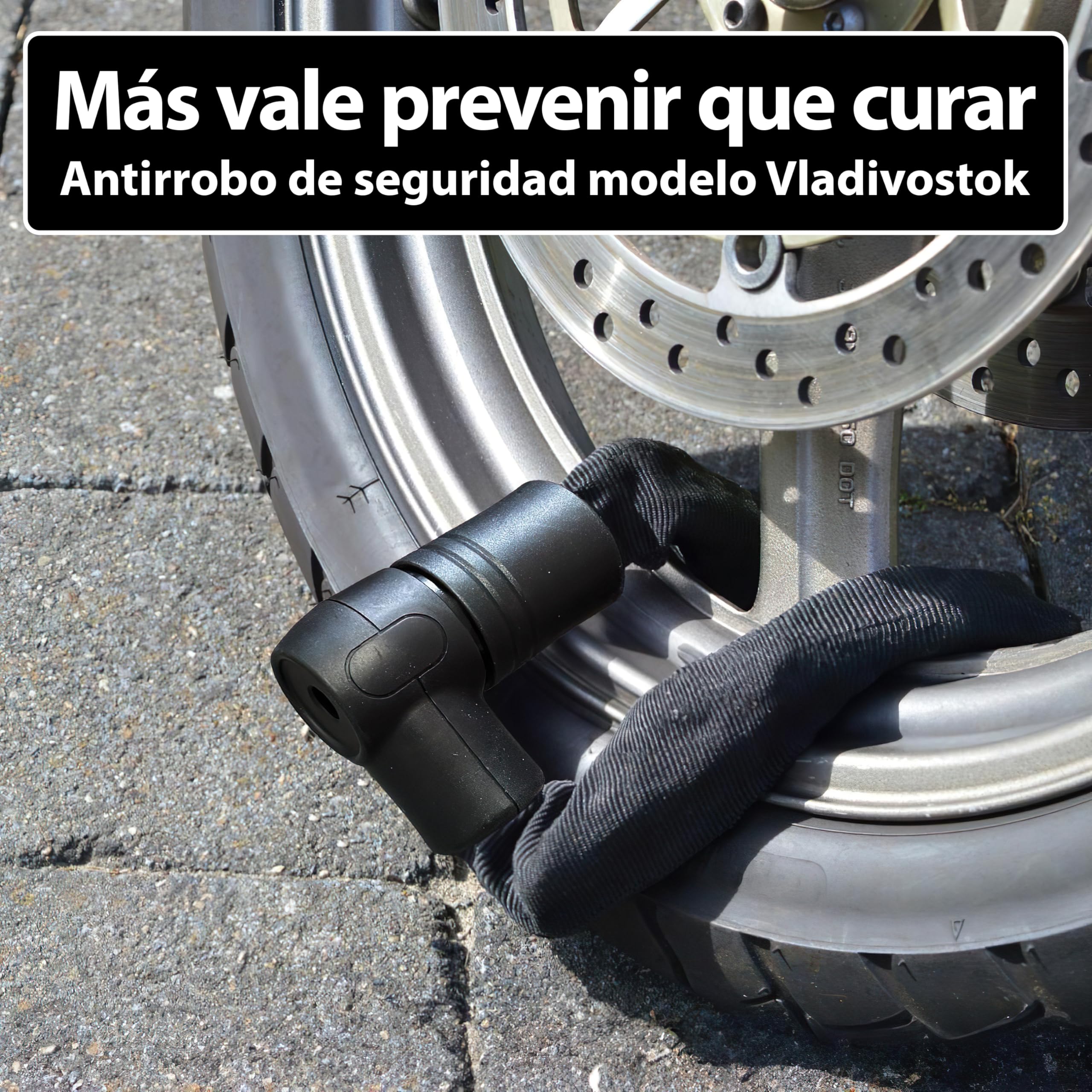 KOHLBURG Antirrobo de cadena maciza 125 cm [Resistente a cortapernos] Nivel de seguridad máximo 15 – Para moto scooter bicicleta eléctrica patinete eléctrico y bicicleta – Alta seguridad para 2 ruedas