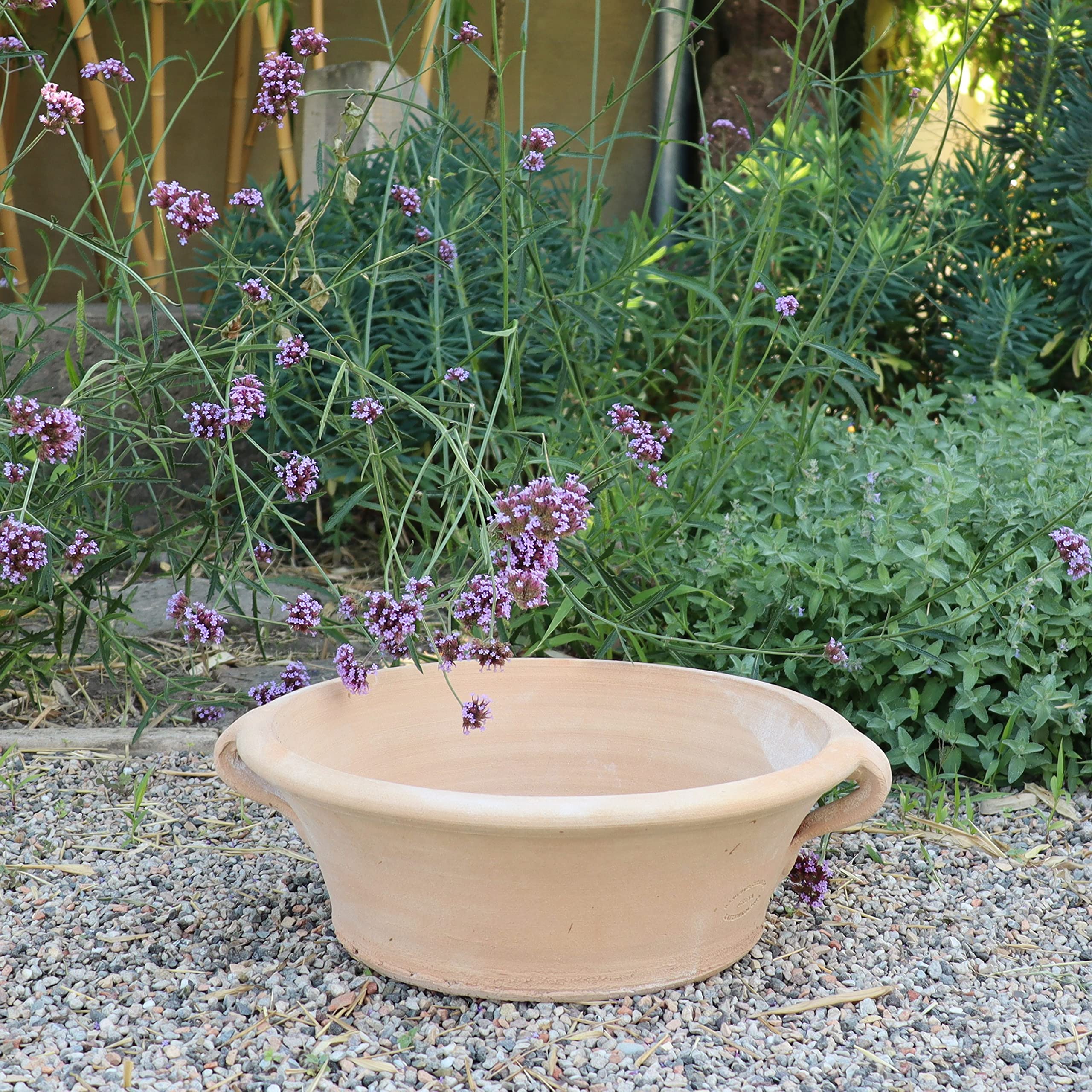 Palatina de cerámica | cuenco de terracota ancho e resistente al invierno | maceta hecha a mano | 35 cm | decoración mediterránea para el jardín, terraza, balcón, crocus