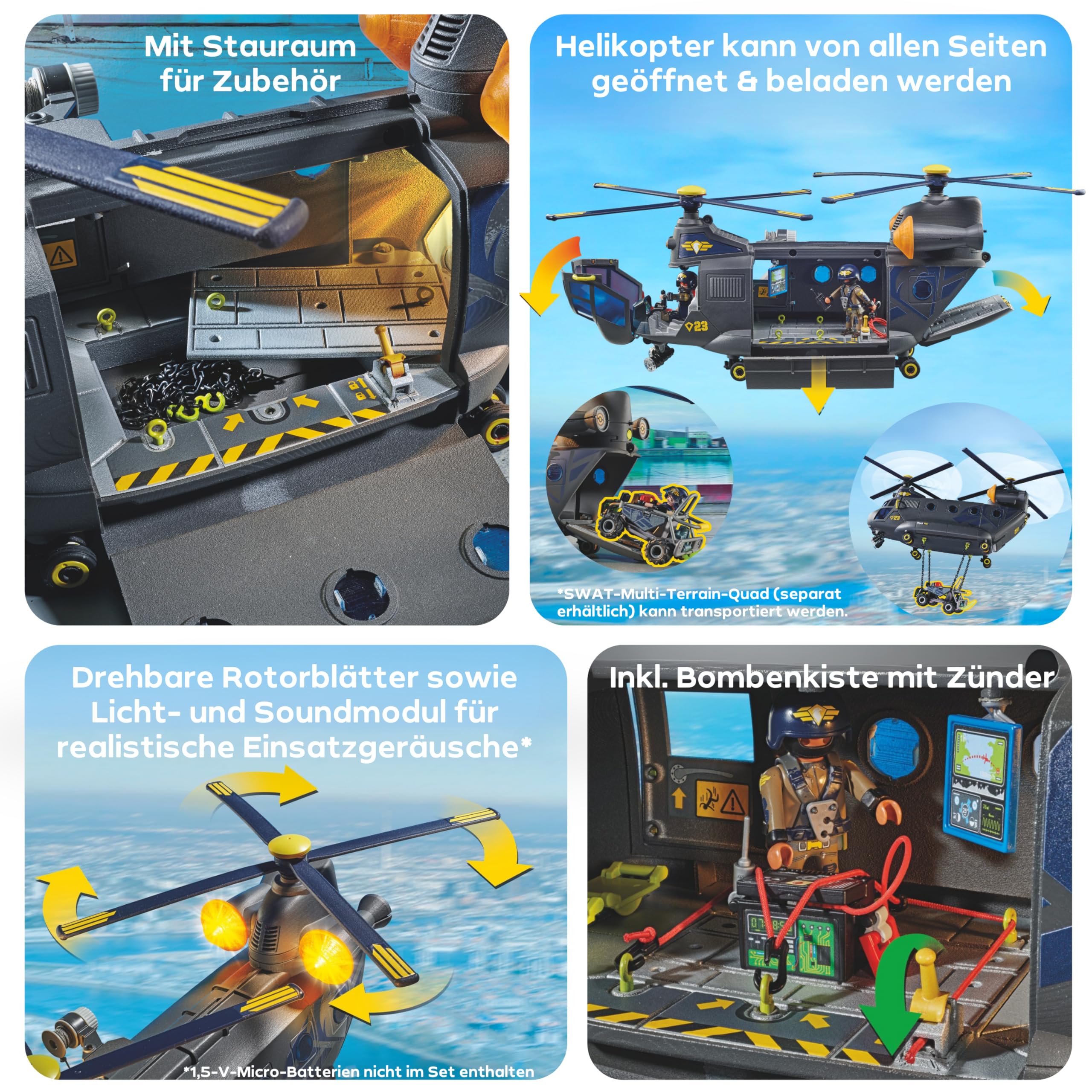 PLAYMOBIL | City Action | SWAT-Rettungshelikopter | Detailreicher SWAT-Rettungshelikopter mit Licht- und Soundmodul | Spielzeug für Kinder ab 5 Jahren | 71149