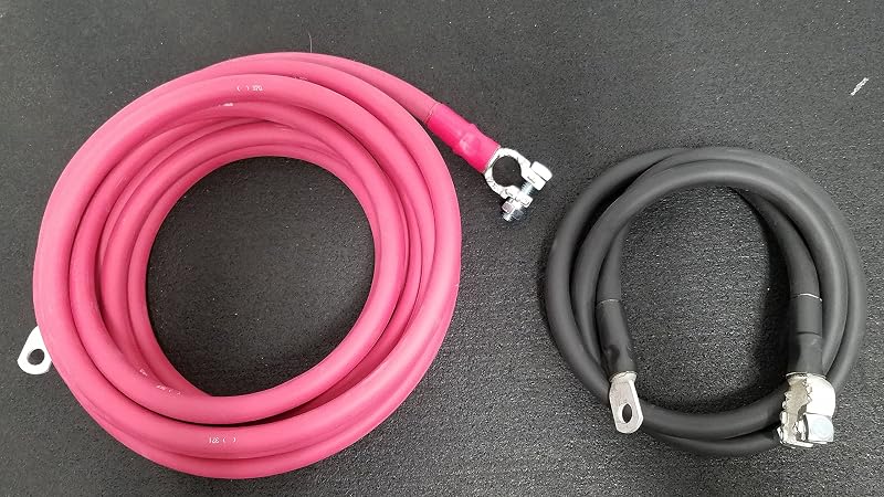 Kit de relocação de bateria ACDC 1/0 AWG para até 350 A, cabos positivo e negativo SAE – 16 ft + 4 ft
