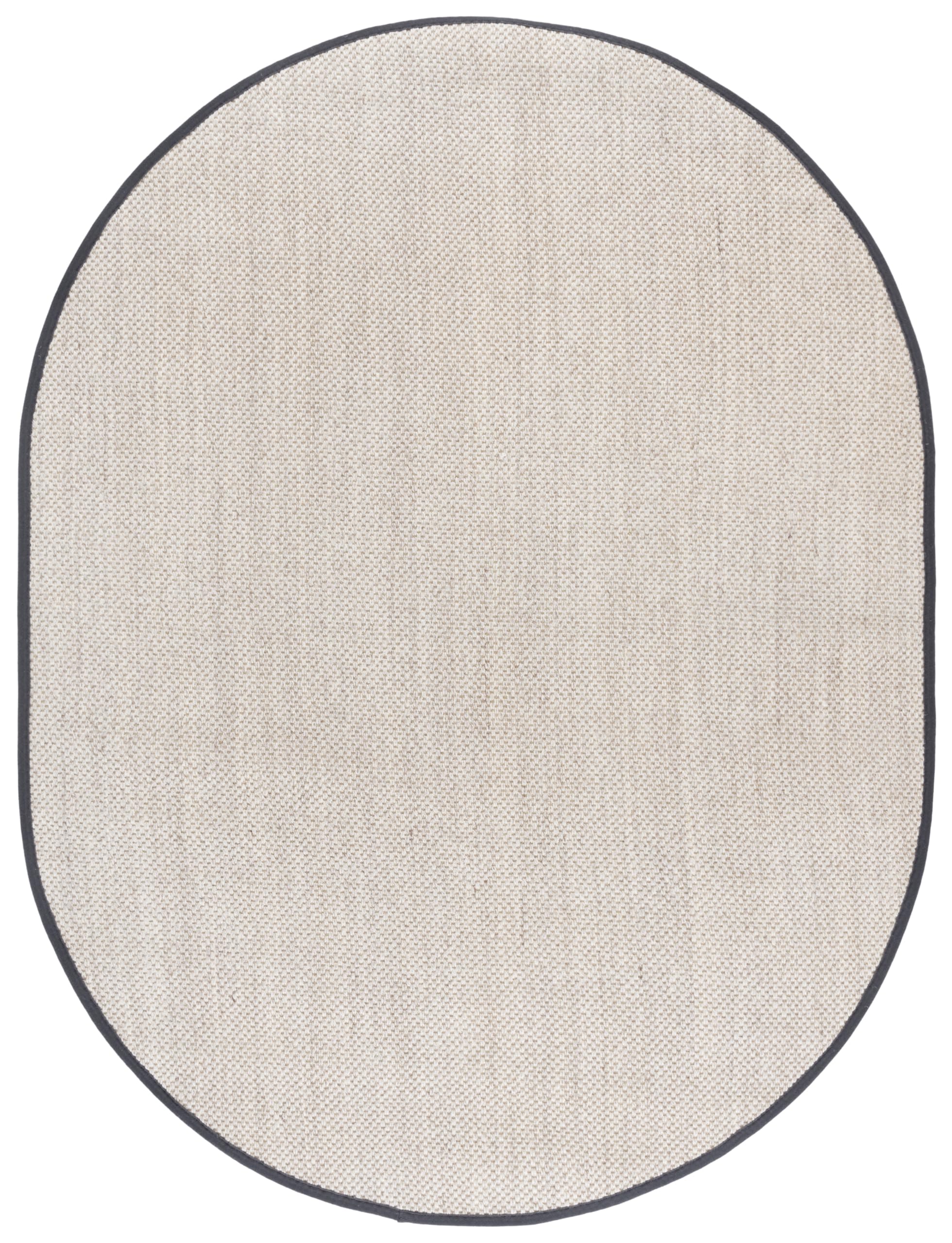 SAFAVIEH Area Rug 6x8 Oval - Natural Fiber Collection - Marble & Dark Grey, Sisal, Woven Design with Border (NF143D)