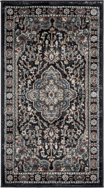 SAFAVIEH Area Rug 2x3 - Lyndhurst Collection - Anthracite & Teal, Non-Shedding & Easy to Clean, Ideal for Front Door, Kitchen, Foyer, Entryway, Accent Space (LNH338C)