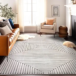 Rugshop Marbella Bohemian Stripes Washable Non Slip Area Rug 8' x 10' Beige