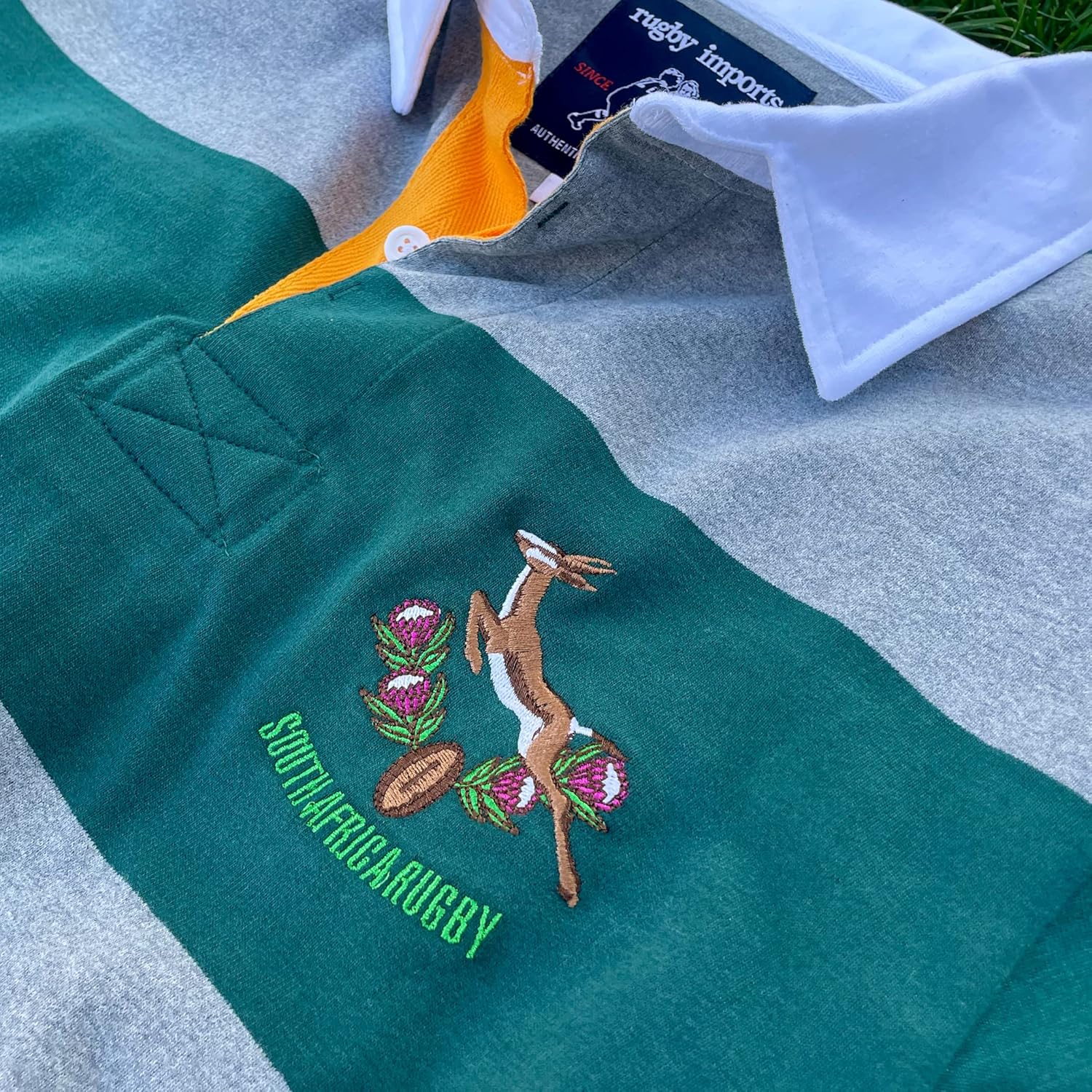 South Africa Grey Hoops Rugby Jersey - Image 5